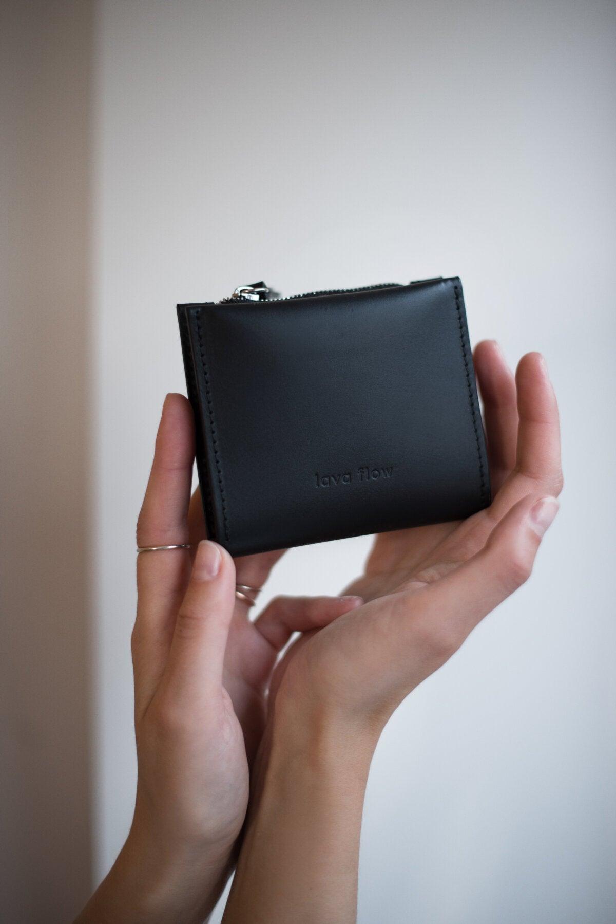 Classic Leather Wallet MINI TAAL - Black - ROODS PROJECT
