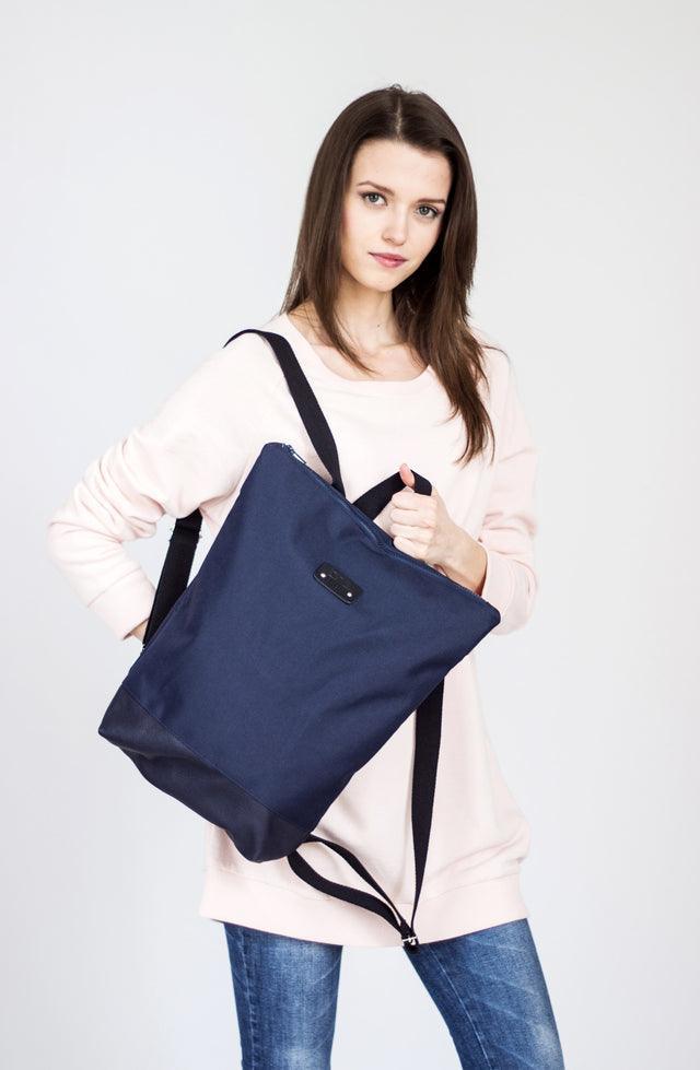 Waterproof Backpack with Blue Leather Bottom - ROODS PROJECT