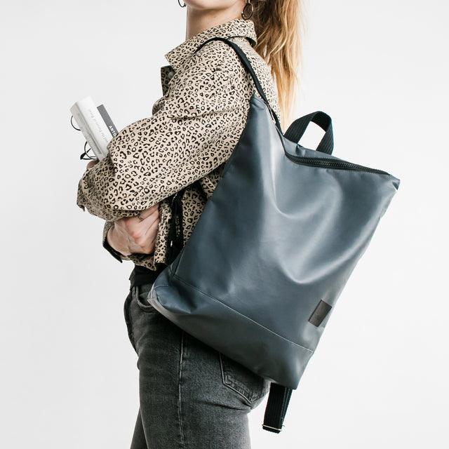 Faux Leather Backpack - Grey - ROODS PROJECT