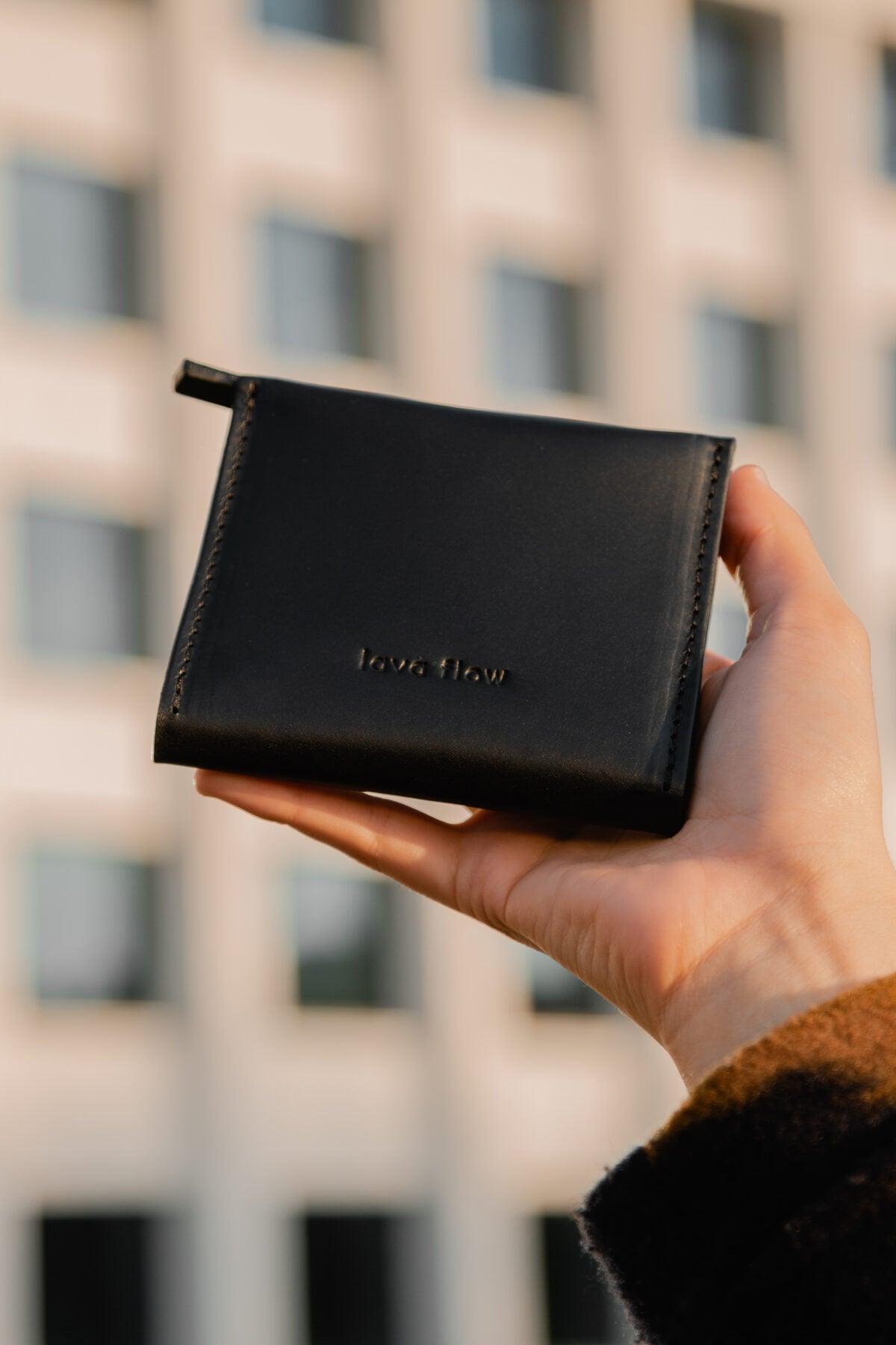 Classic Leather Wallet MINI TAAL - Black - ROODS PROJECT