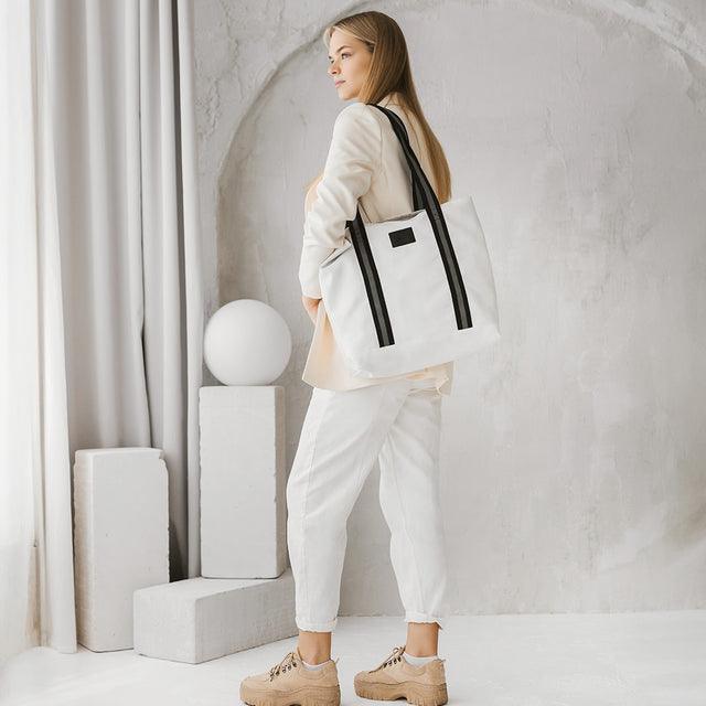 White Denim Tote Bag - ROODS PROJECT