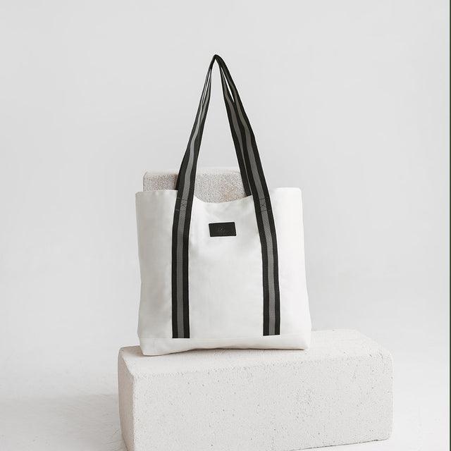 White Denim Tote Bag - ROODS PROJECT