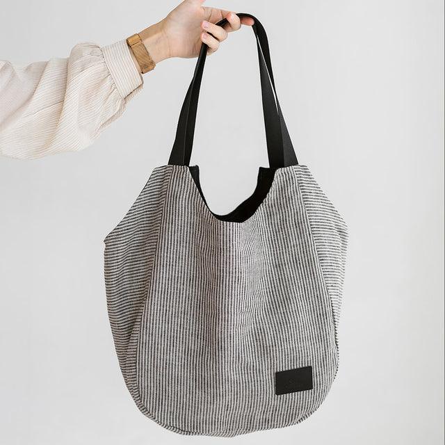 Striped Linen Tote Bag - ROODS PROJECT