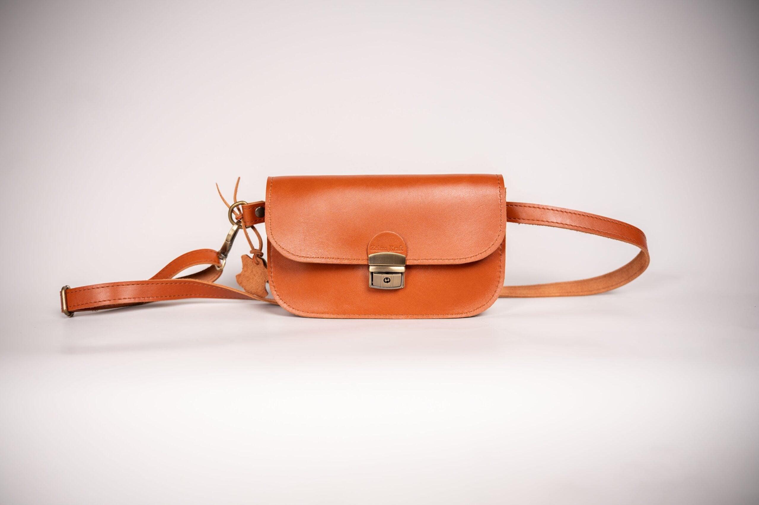 Natural Leather Saddle Bag Mini - Light Brown - ROODS PROJECT