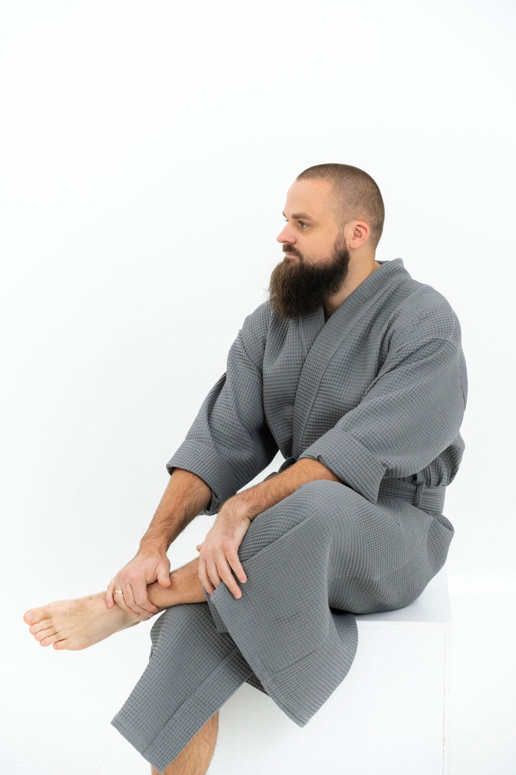 Waffle Fabric Robe for Men - ROODS PROJECT