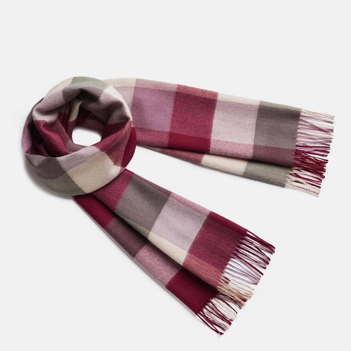 Natural Baby Alpaca Wool Midi Exclusive Check Scarf for Women - ROODS PROJECT