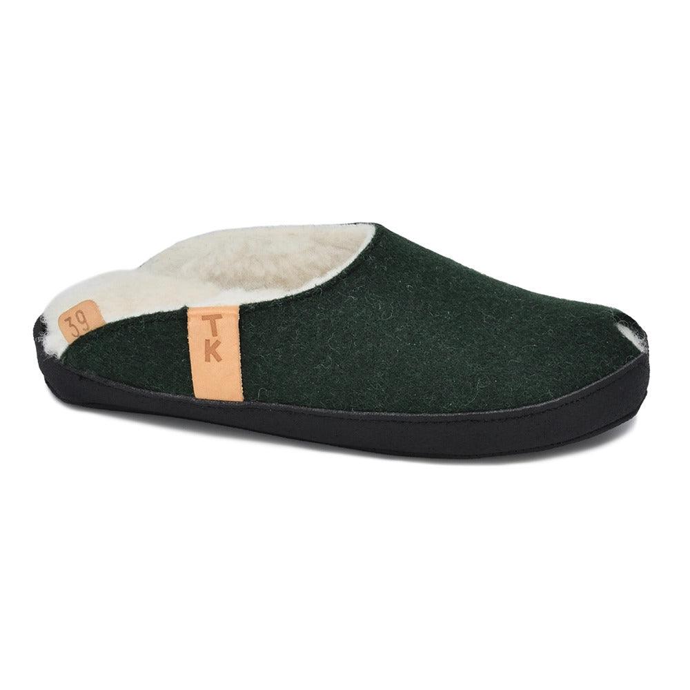 TOKU Brussels Slippers with Lambswool - Dark Green - ROODS PROJECT