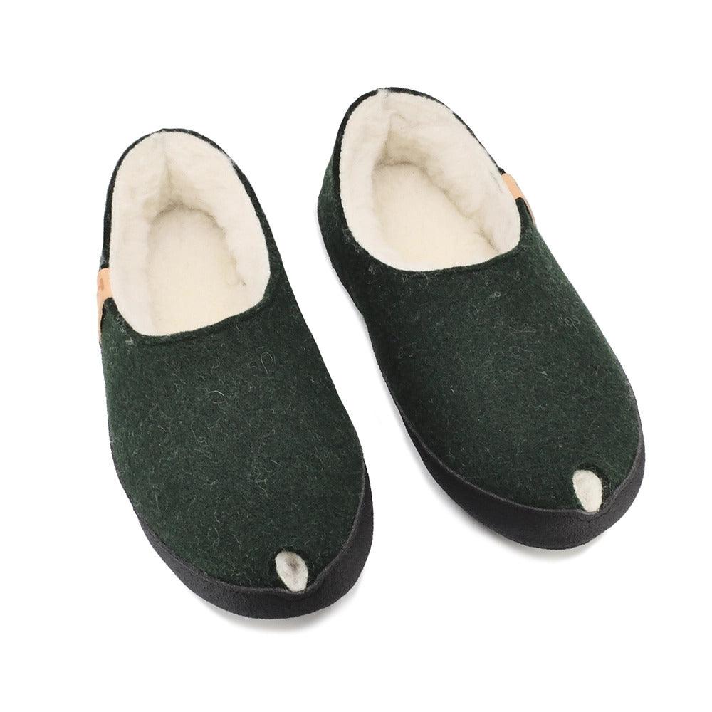 TOKU Budapest Slippers with Lambswool - Dark Green - ROODS PROJECT