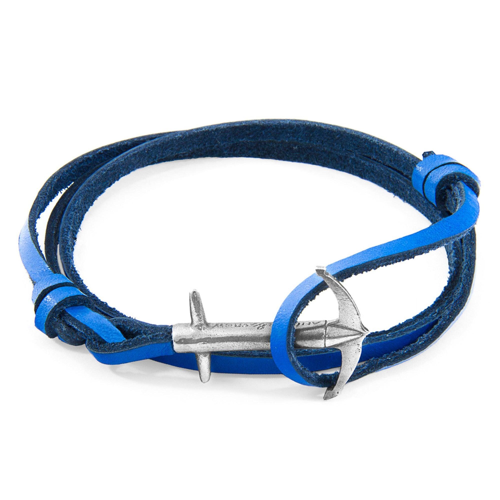 Admiral Anchor Silver and Flat Leather Bracelet - Royal Blue - ROODS PROJECT