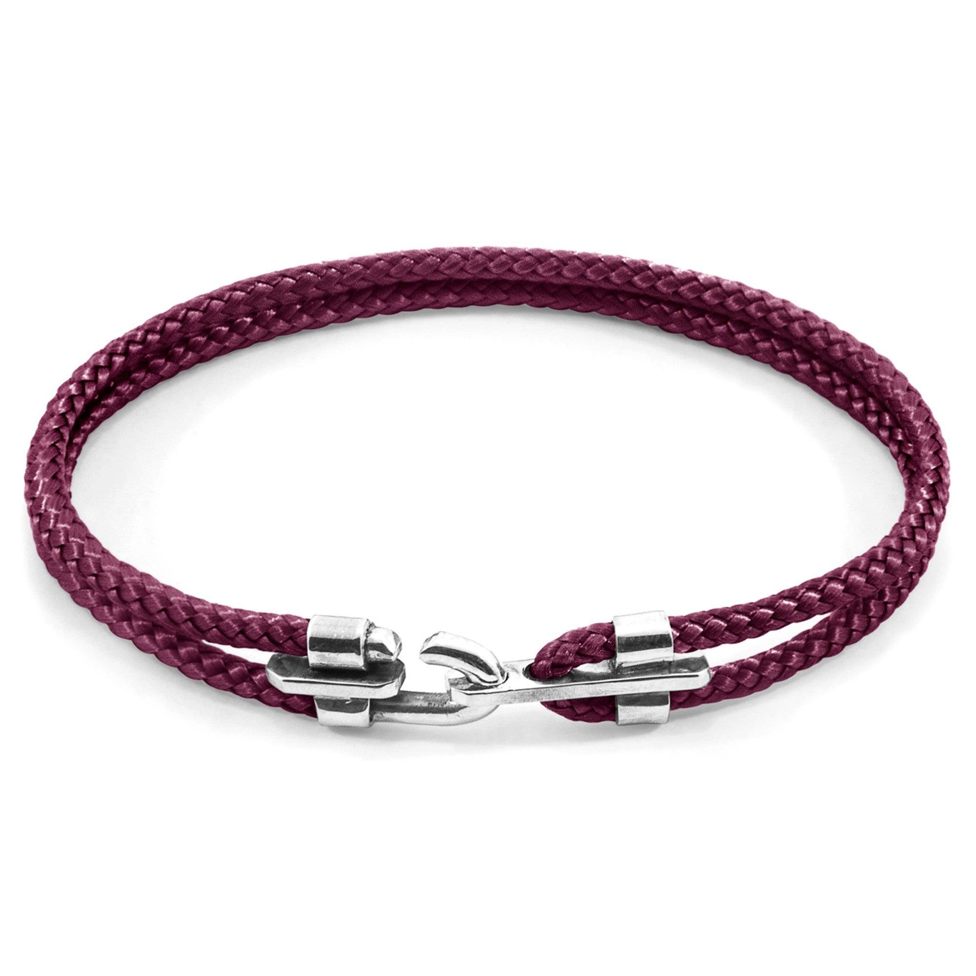Canterbury Silver and Rope Bracelet - Aubergine Purple - ROODS PROJECT