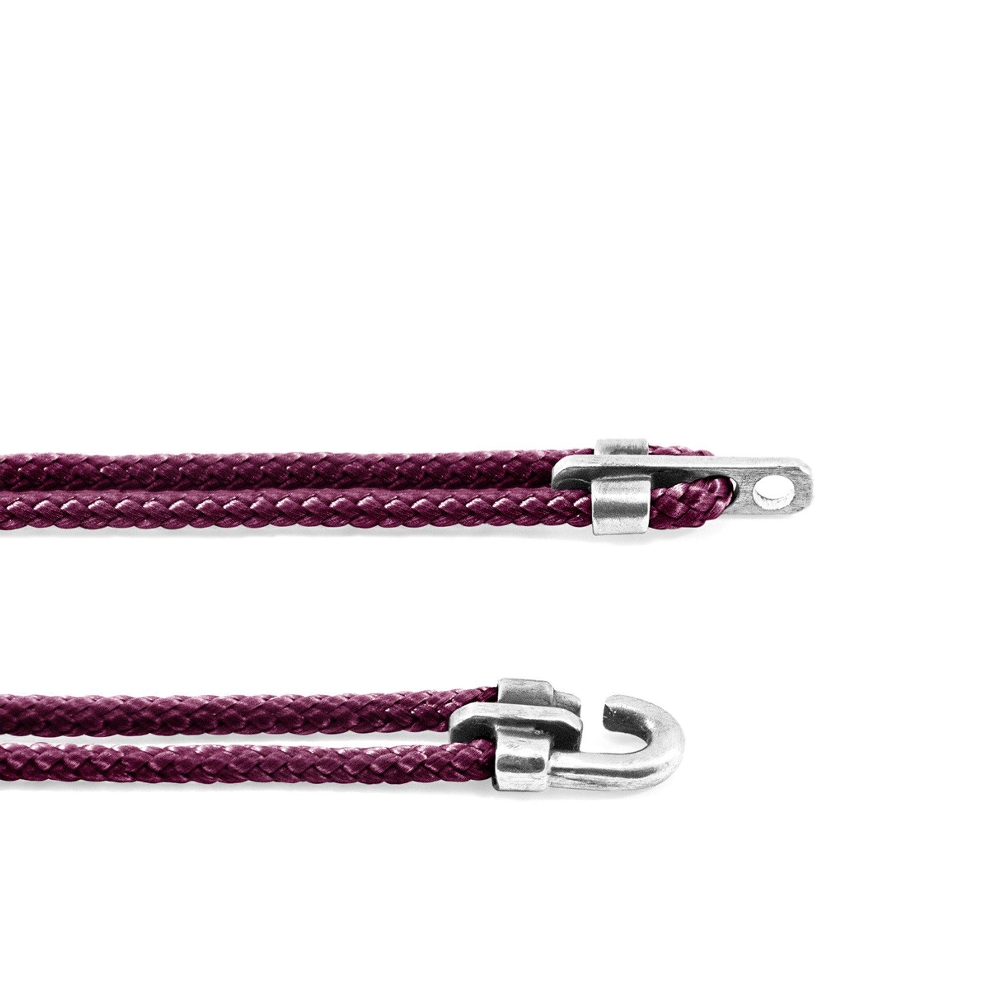 Canterbury Silver and Rope Bracelet - Aubergine Purple - ROODS PROJECT