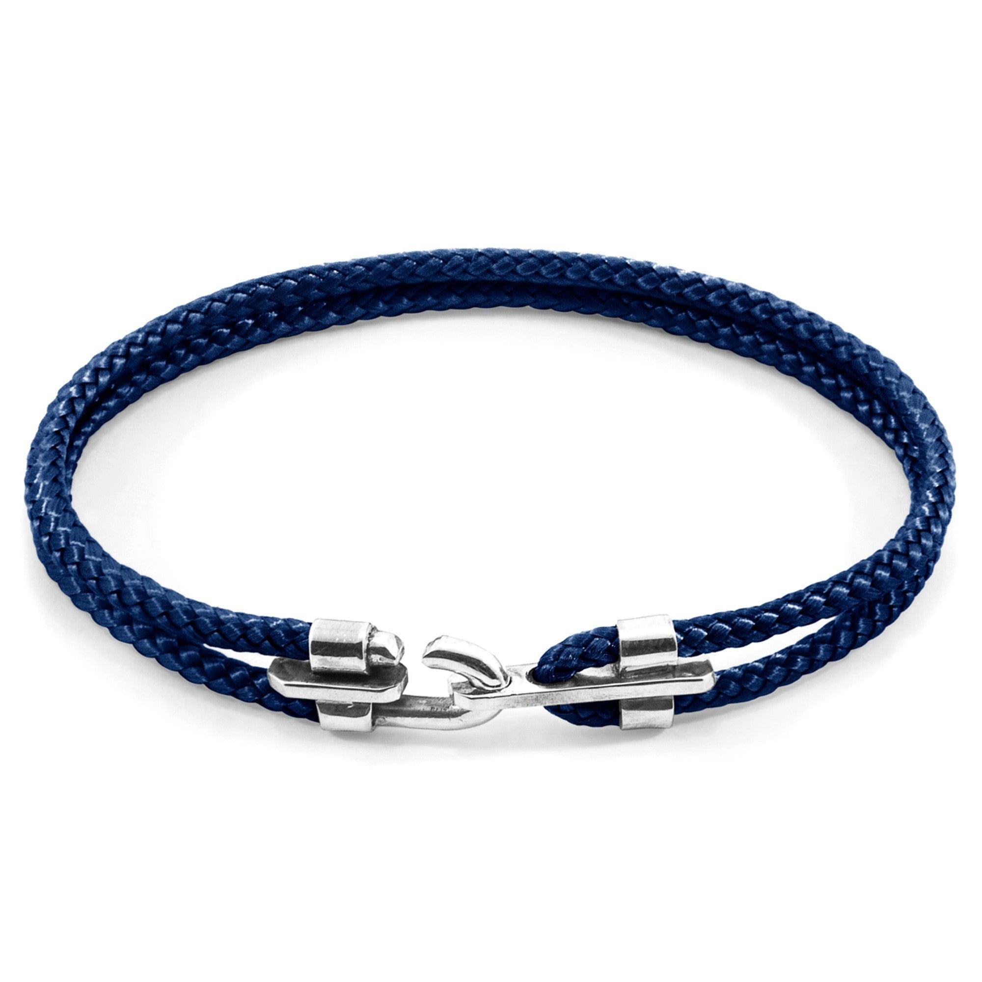 Canterbury Silver and Rope Bracelet - Navy Blue - ROODS PROJECT