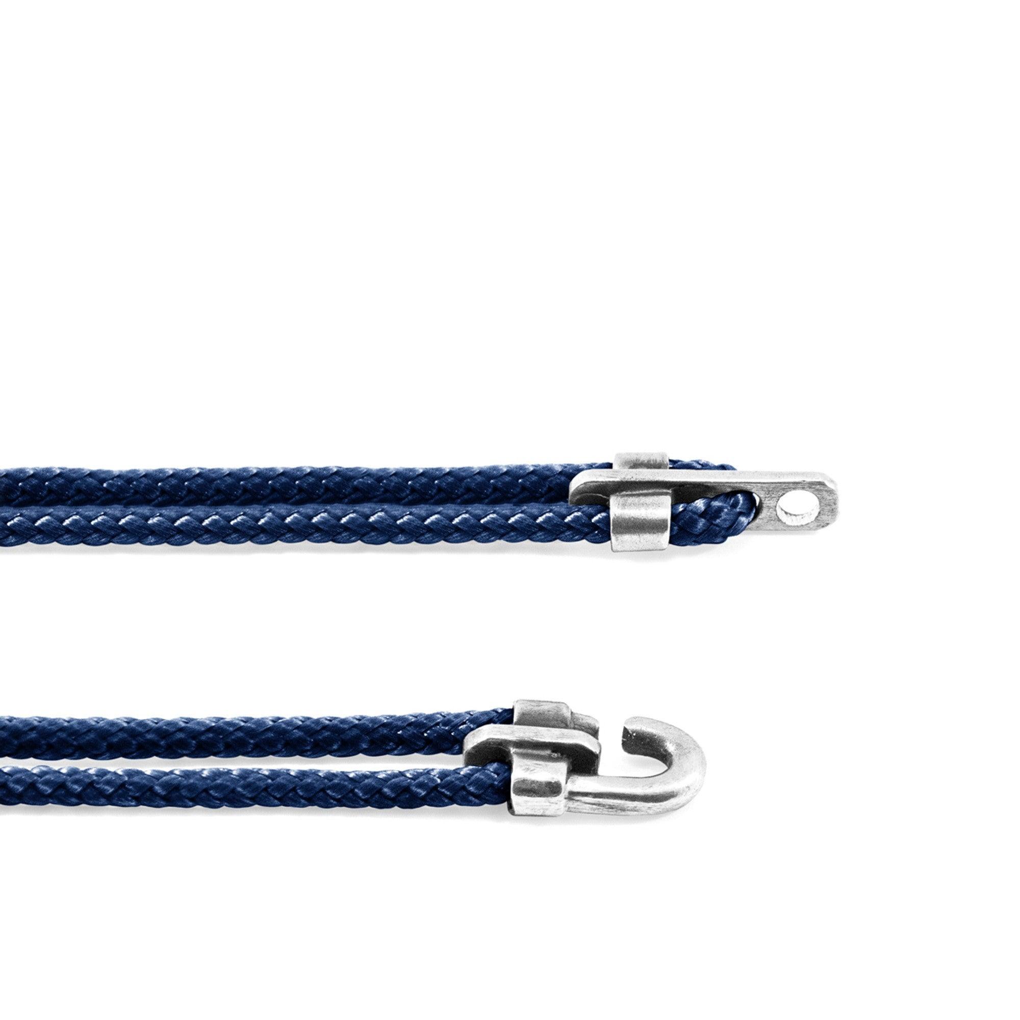 Canterbury Silver and Rope Bracelet - Navy Blue - ROODS PROJECT