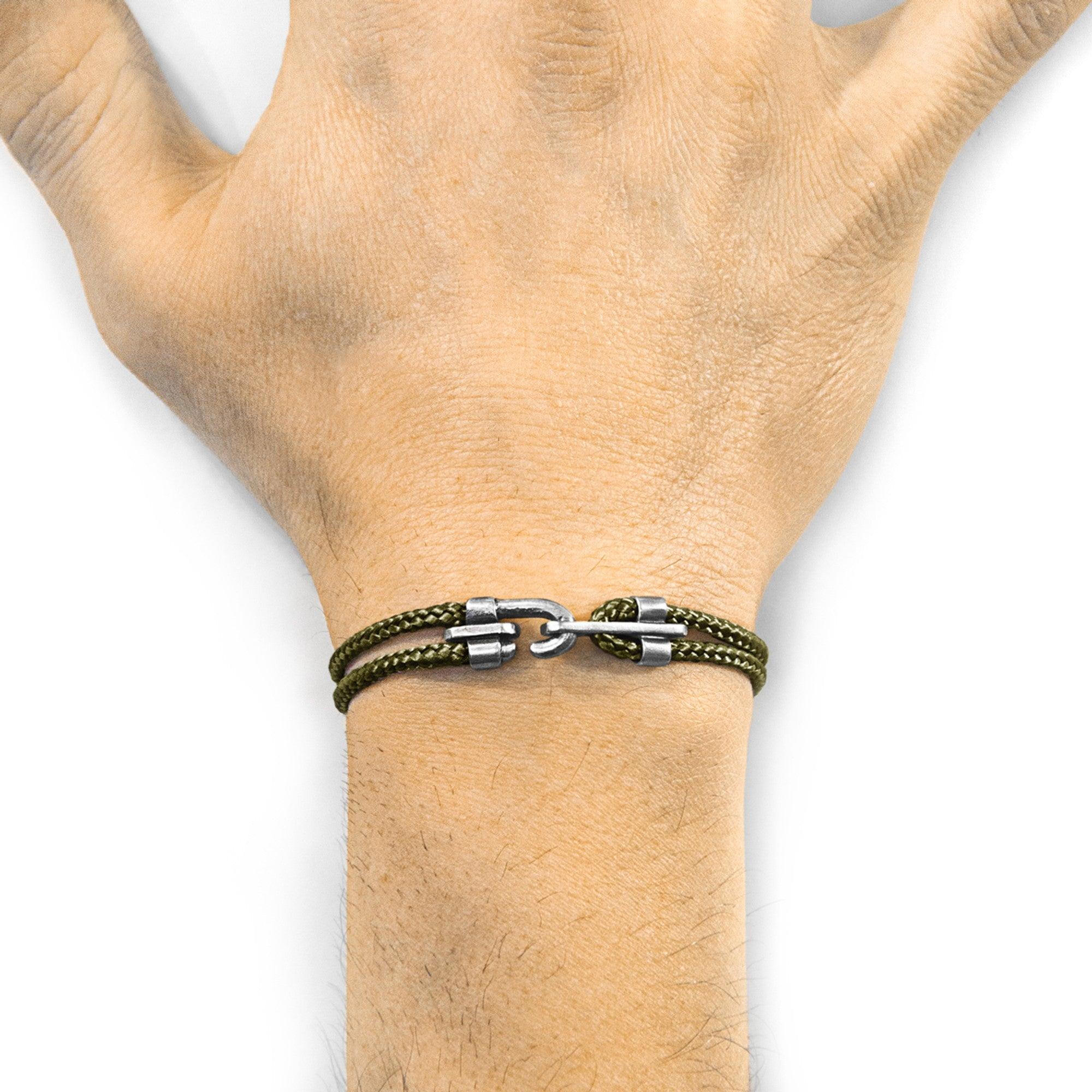 Canterbury Silver and Rope Bracelet - Khaki Green - ROODS PROJECT