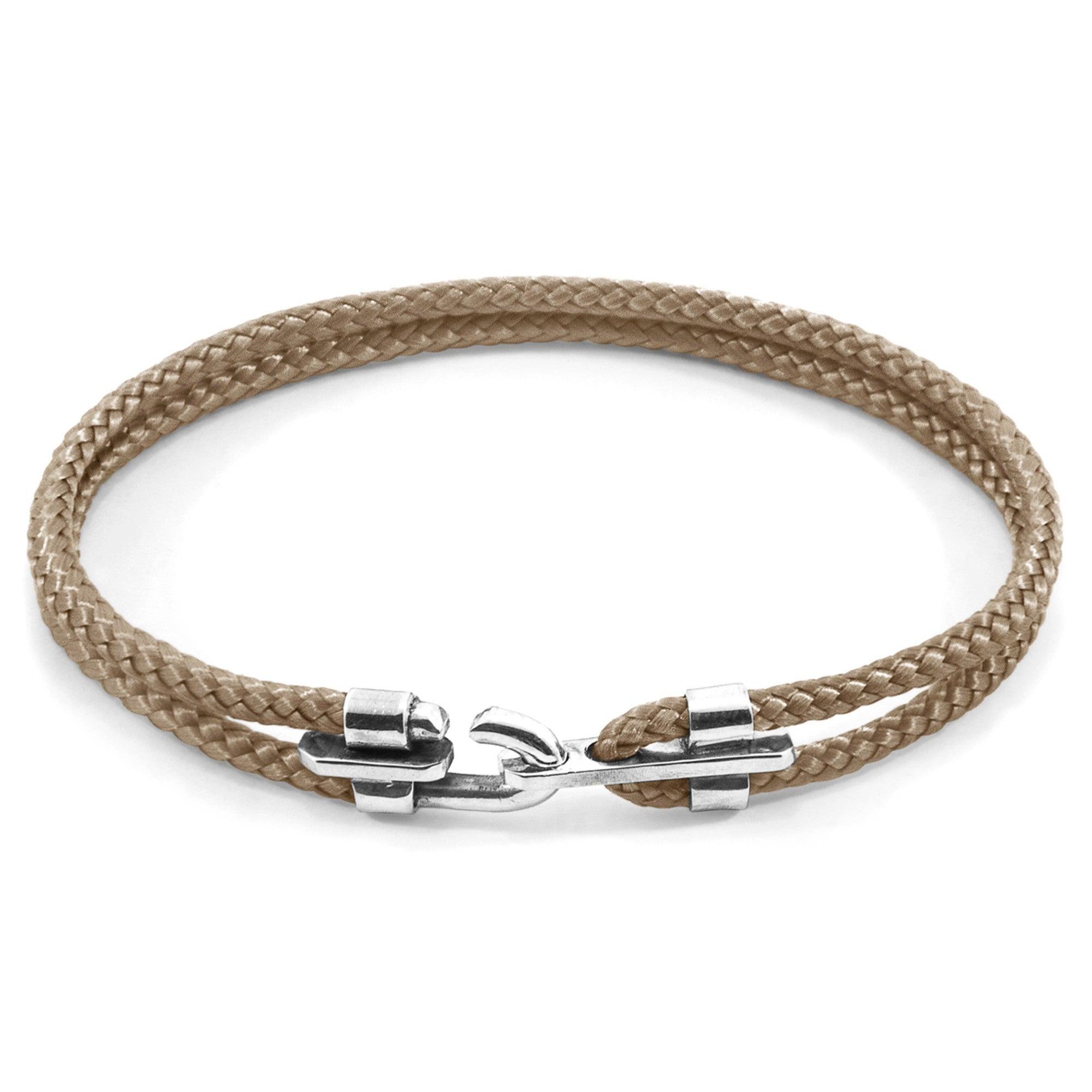 Canterbury Silver and Rope Bracelet - Sand Brown - ROODS PROJECT