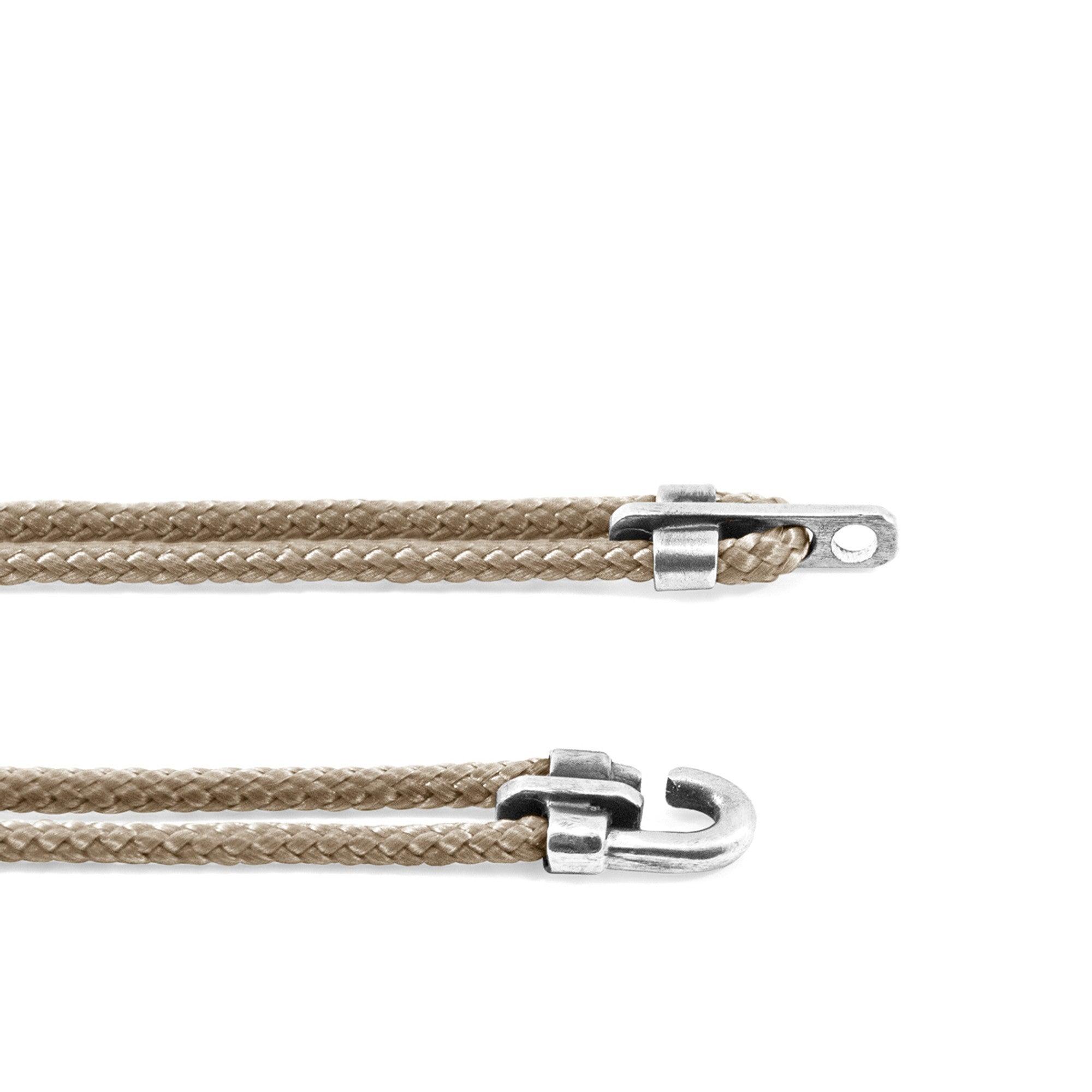 Canterbury Silver and Rope Bracelet - Sand Brown - ROODS PROJECT