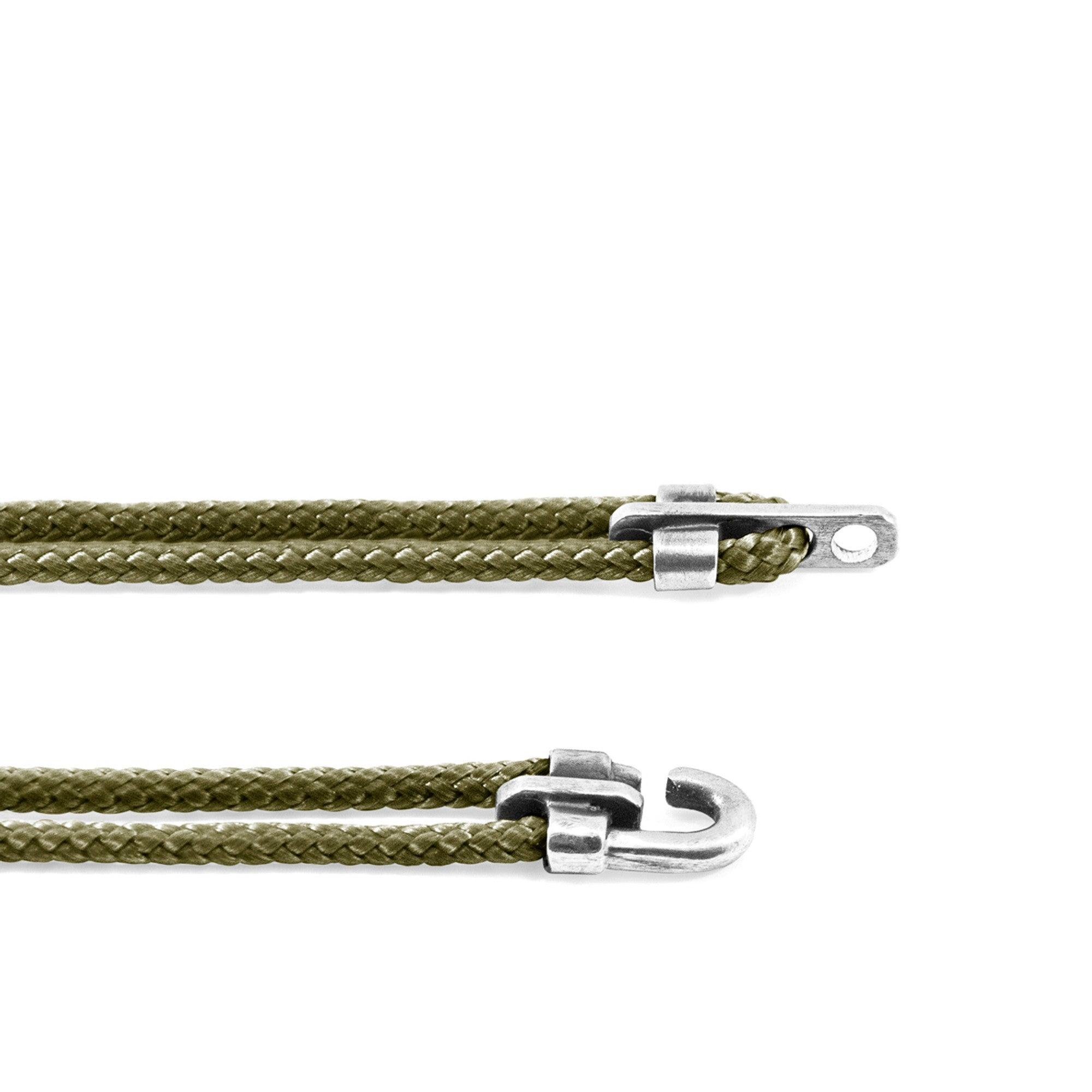 Canterbury Silver and Rope Bracelet - Khaki Green - ROODS PROJECT