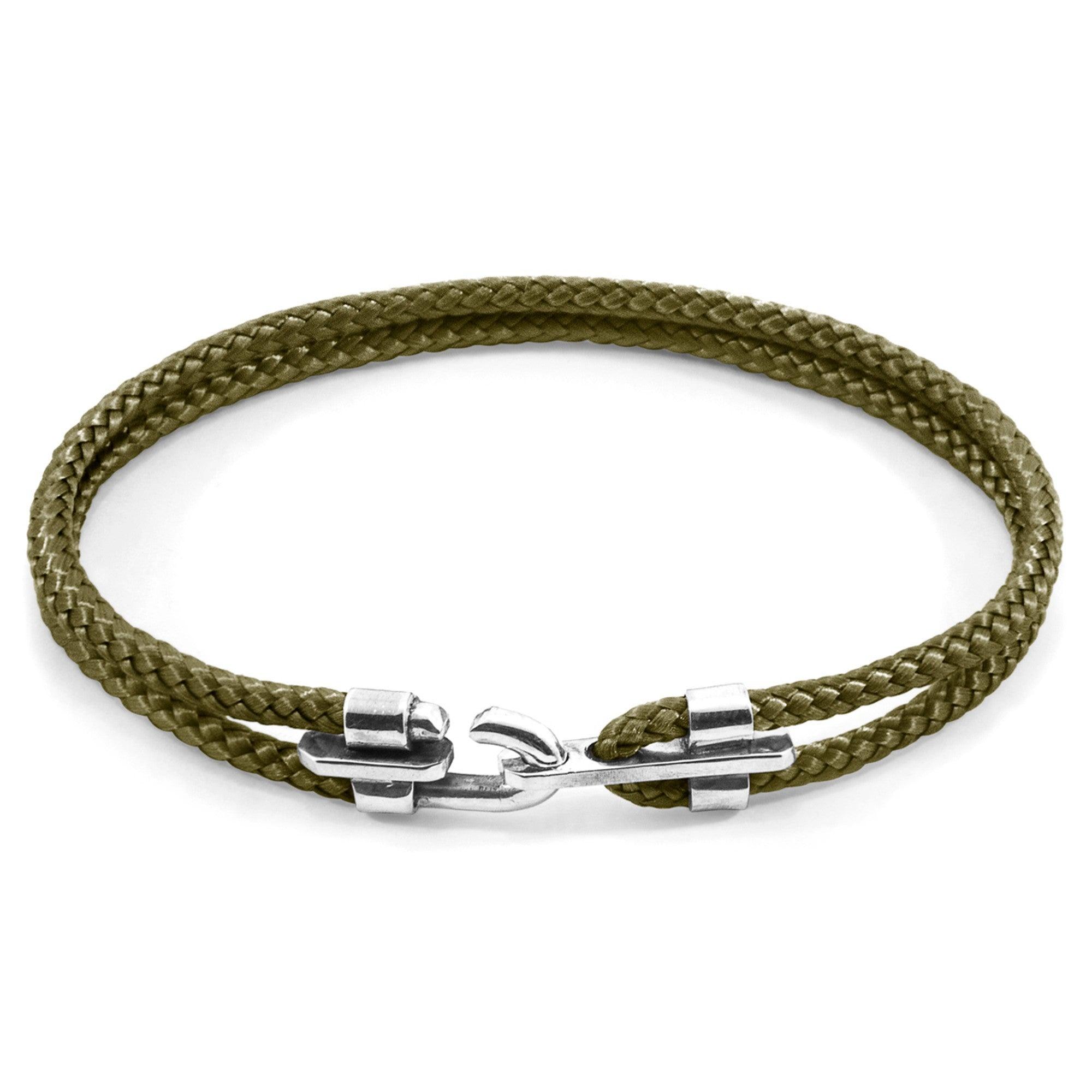 Canterbury Silver and Rope Bracelet - Khaki Green - ROODS PROJECT