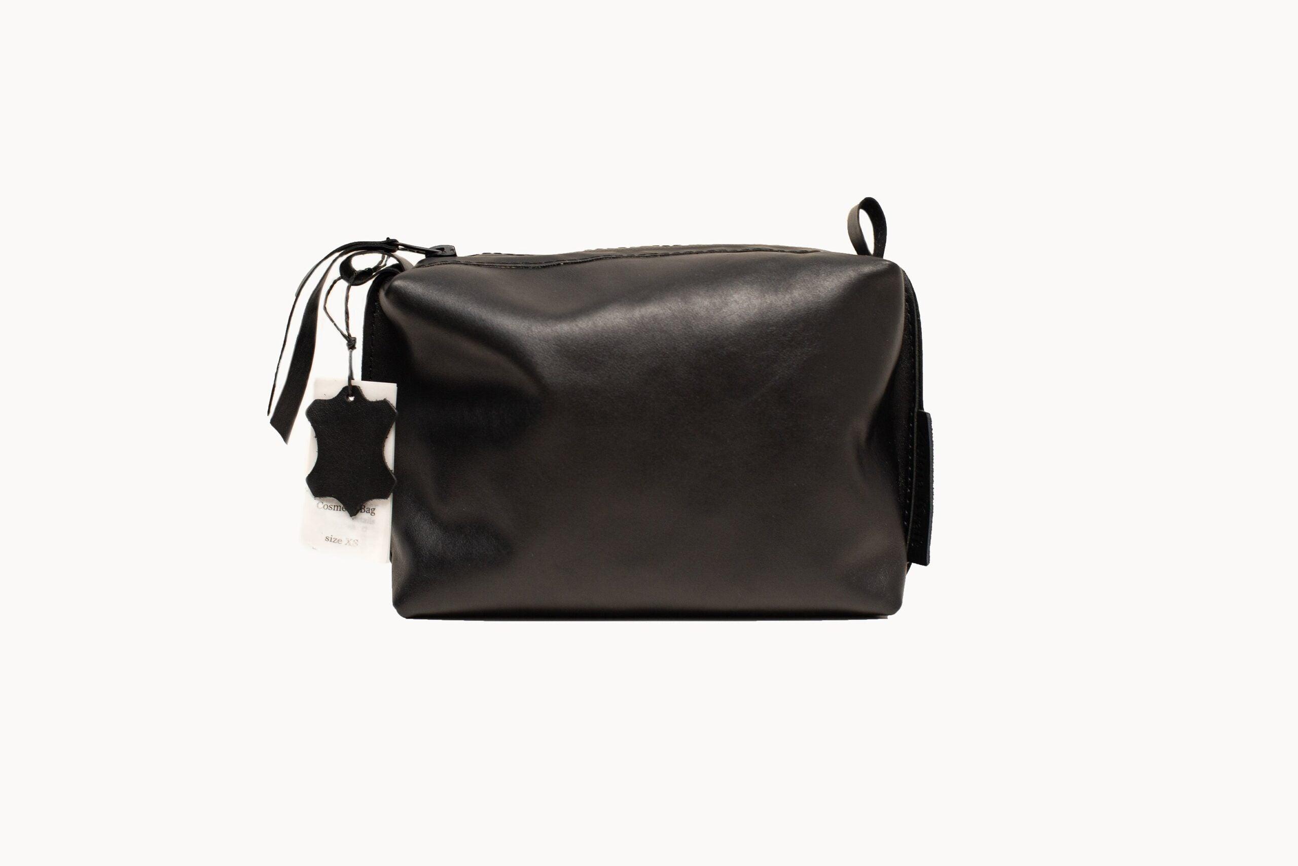 Leather Cosmetic Bag, Black - Medium - ROODS PROJECT