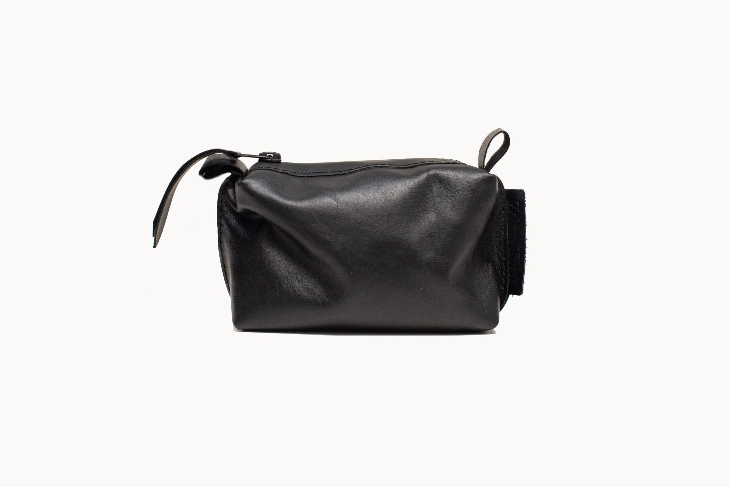 Leather Cosmetic Bag, Black - Small - ROODS PROJECT