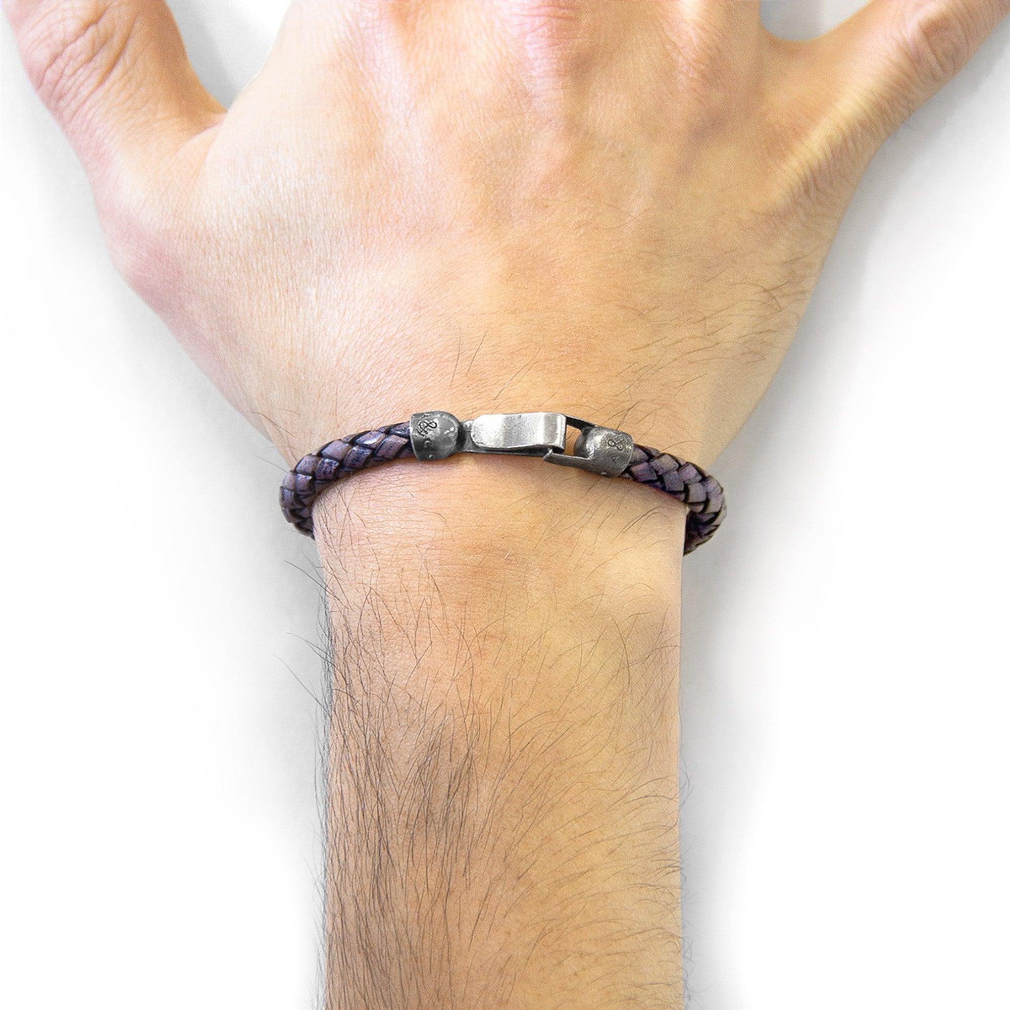 Leather Bracelet Skye Silver and Braided - Indigo Blue - ROODS PROJECT