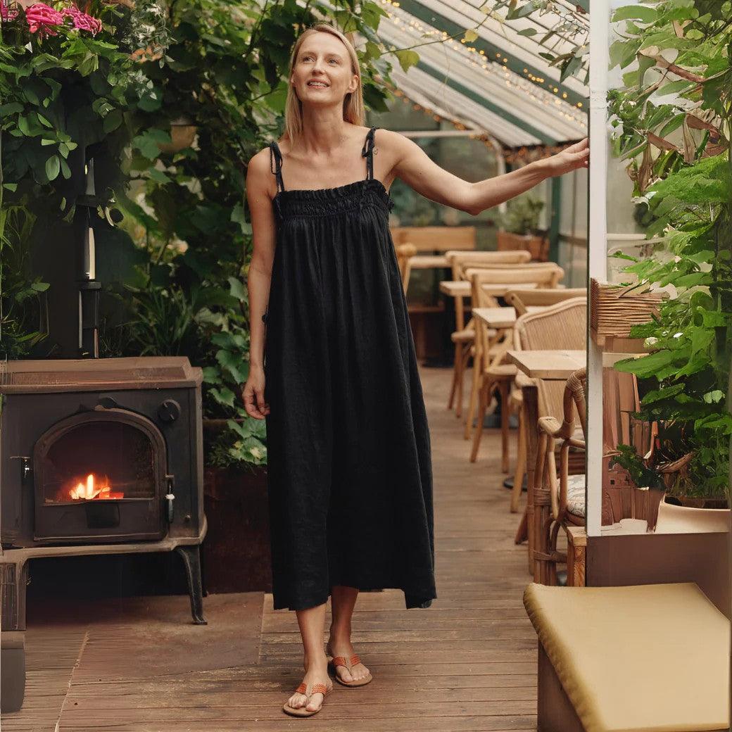 Linen Ballade Dress - Black - ROODS PROJECT