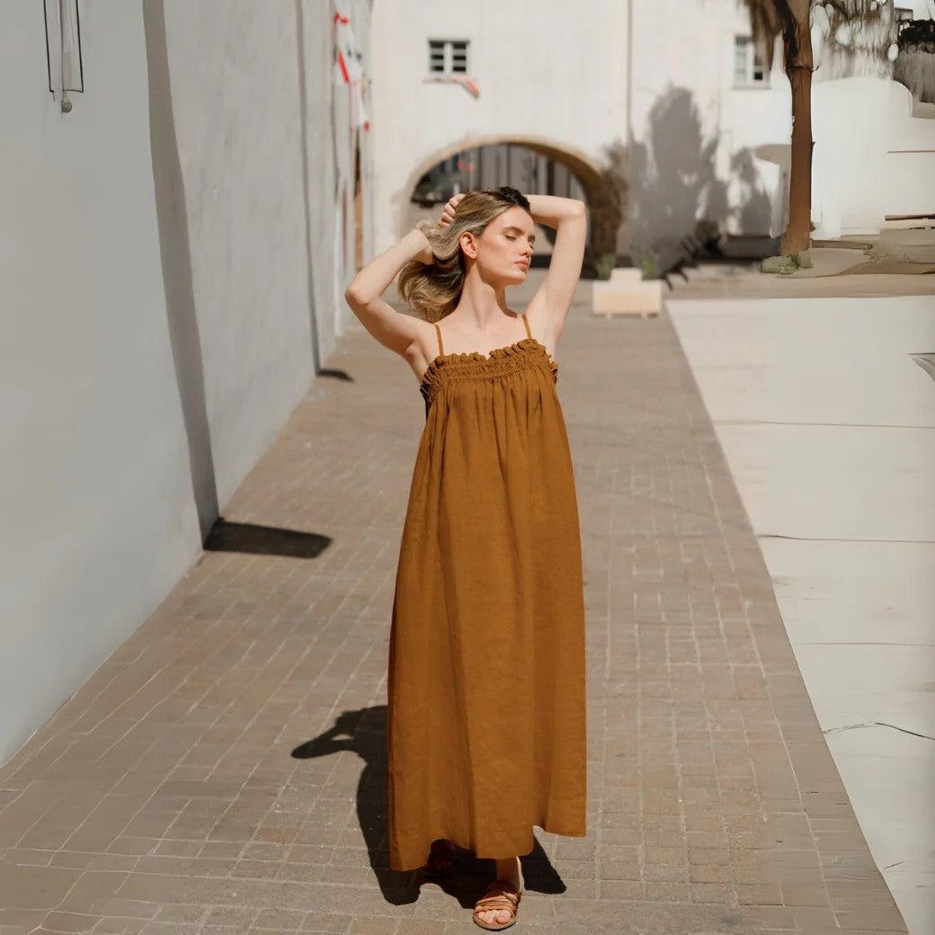 Linen Ballade Dress - Bronze - ROODS PROJECT
