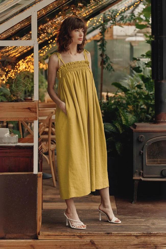 Linen Ballade Dress - Lemon Curry - ROODS PROJECT