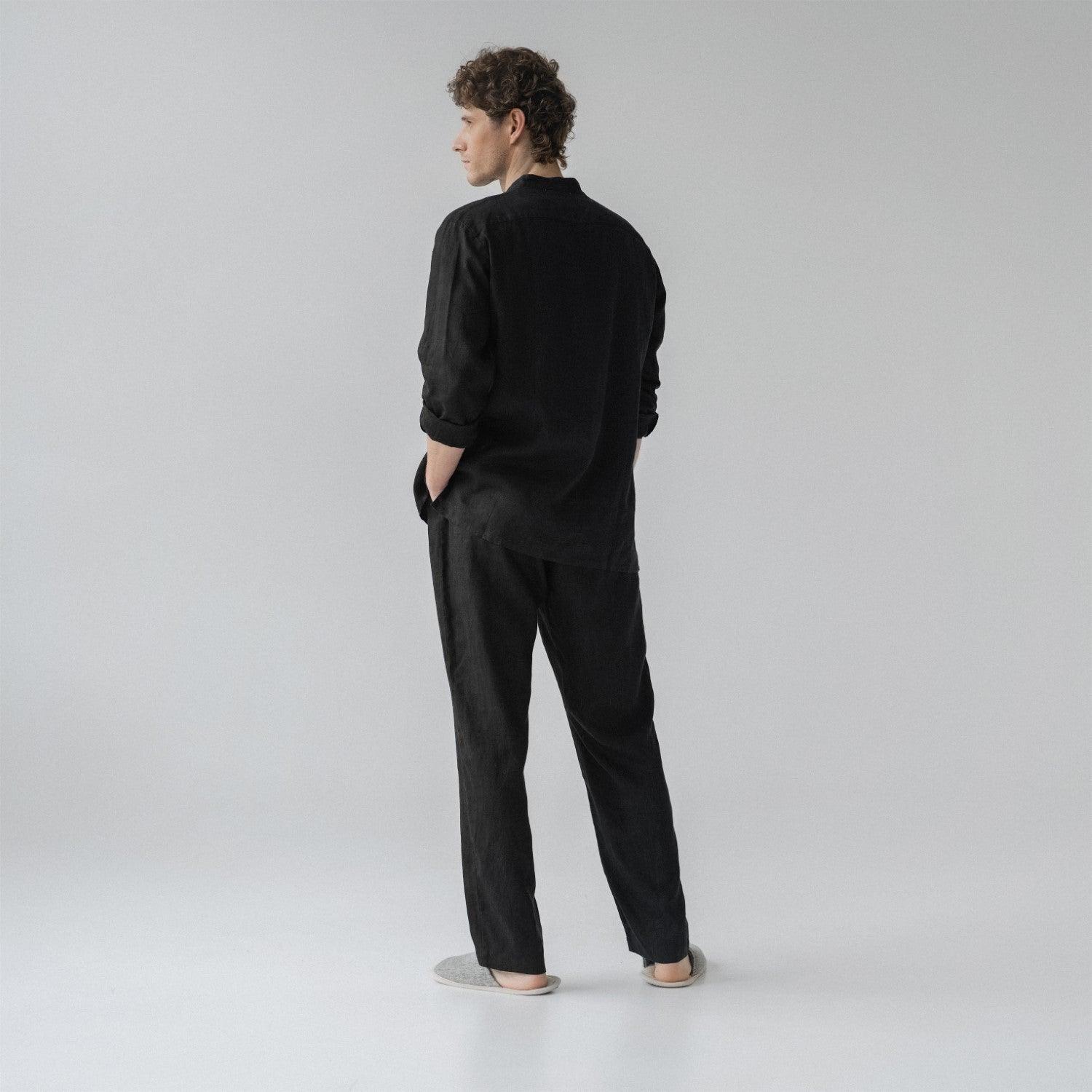 Linen Currant Loungewear Set - Black - ROODS PROJECT