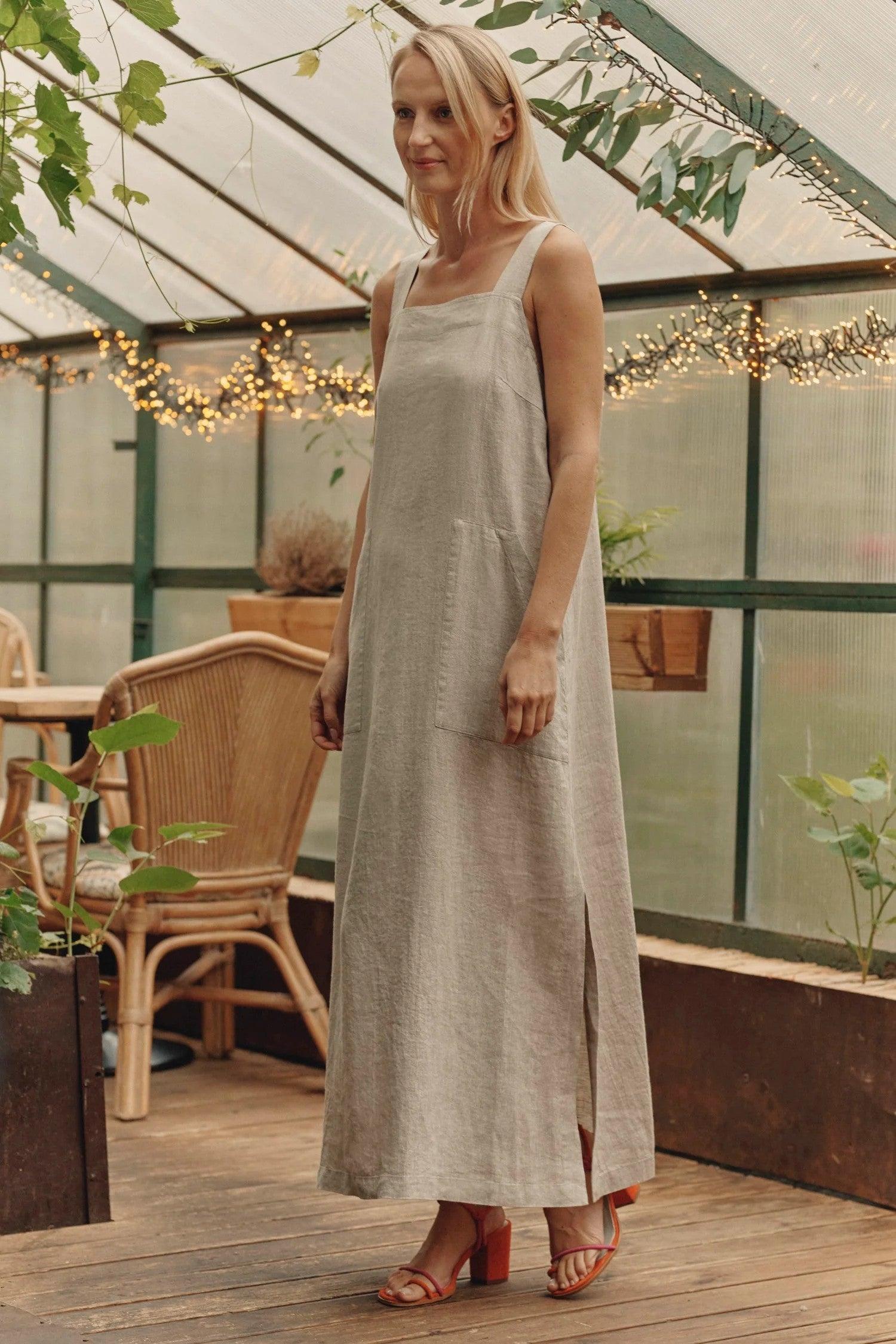 Linen Fugue Dress - Melange - ROODS PROJECT