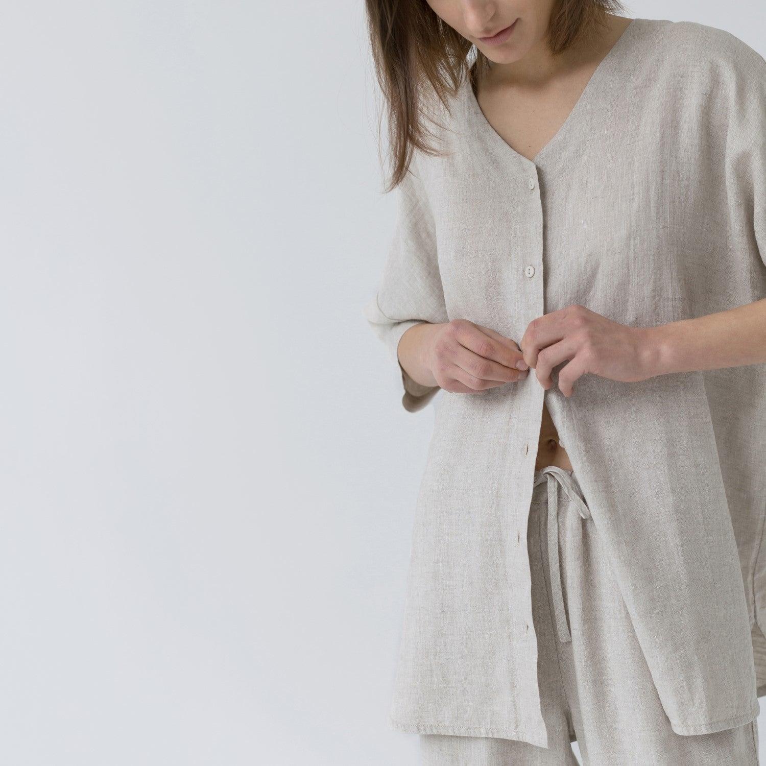 Linen Primrose Loungewear Set - Melange - ROODS PROJECT