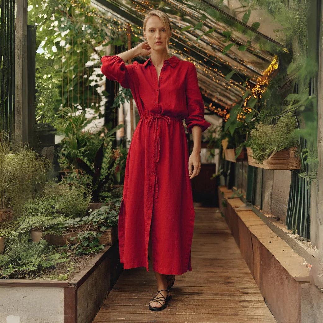 Linen Rhapsody Dress - Lava Falls - ROODS PROJECT