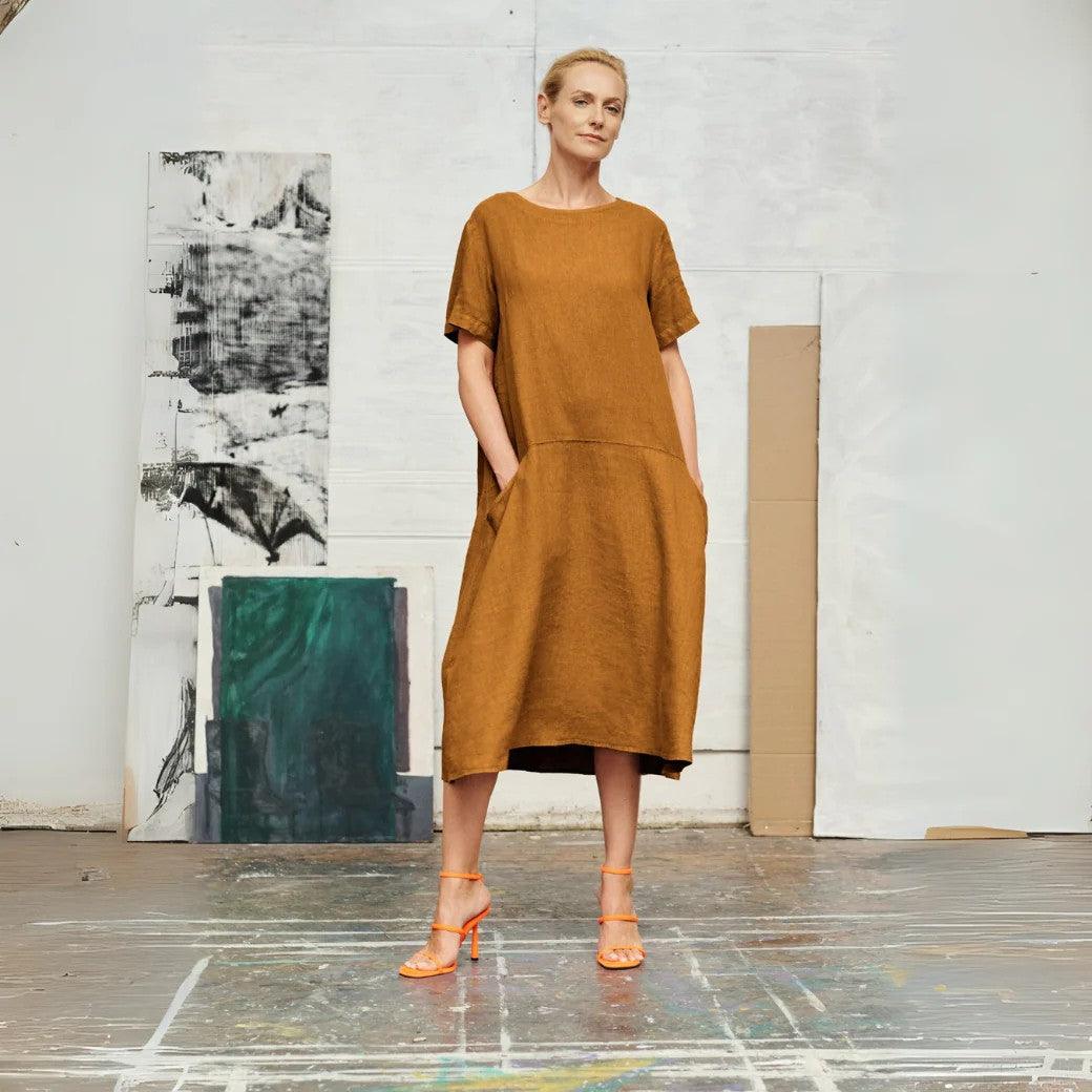 Linen Speedwell Dress - Bronze - ROODS PROJECT