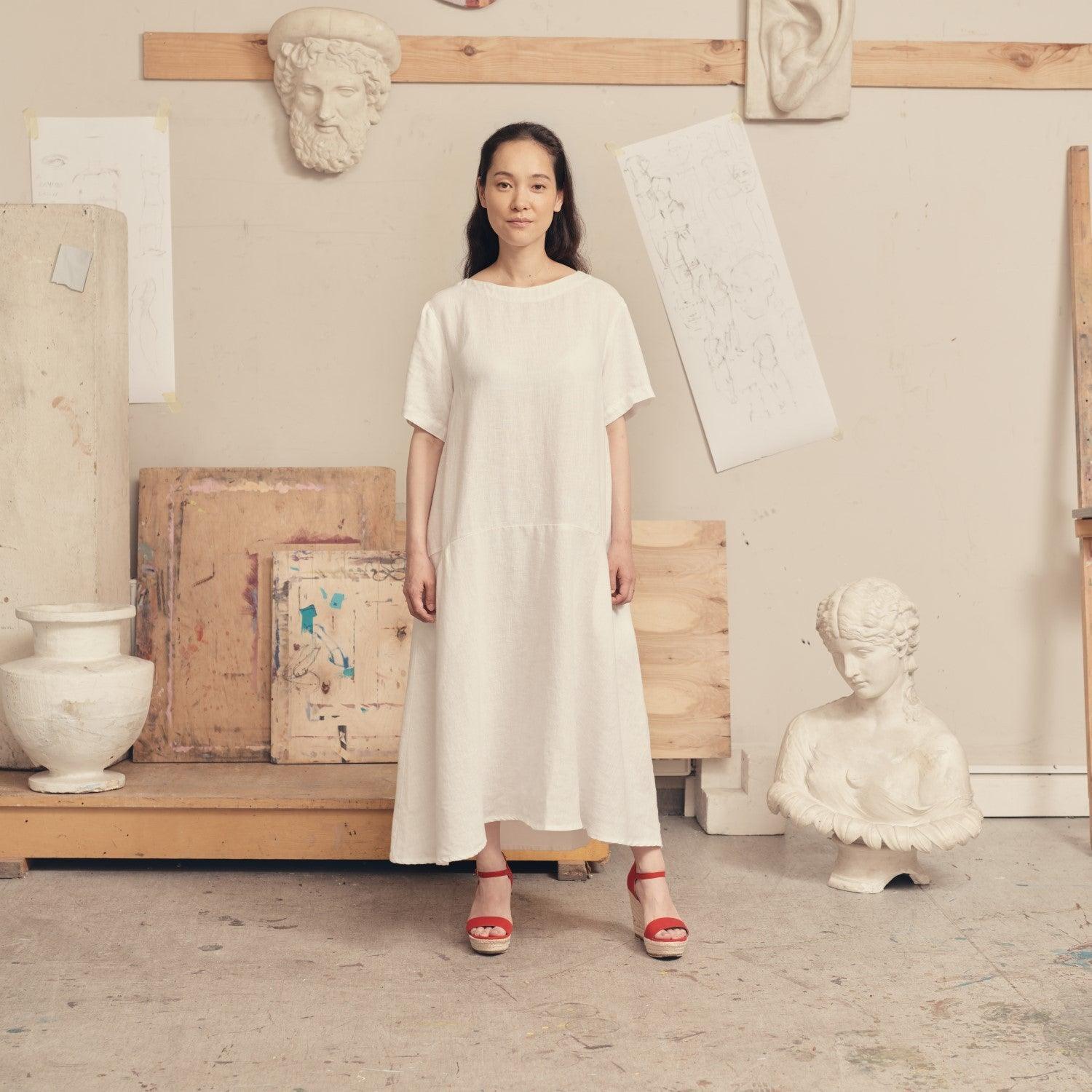 Linen Speedwell Dress - Optical White - ROODS PROJECT