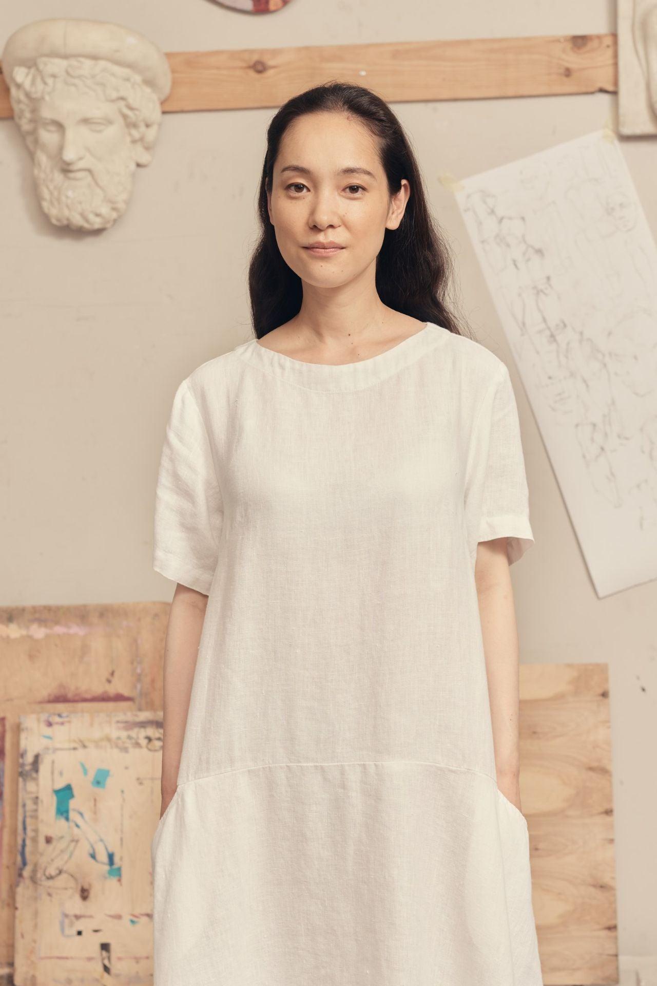 Linen Speedwell Dress - Optical White - ROODS PROJECT