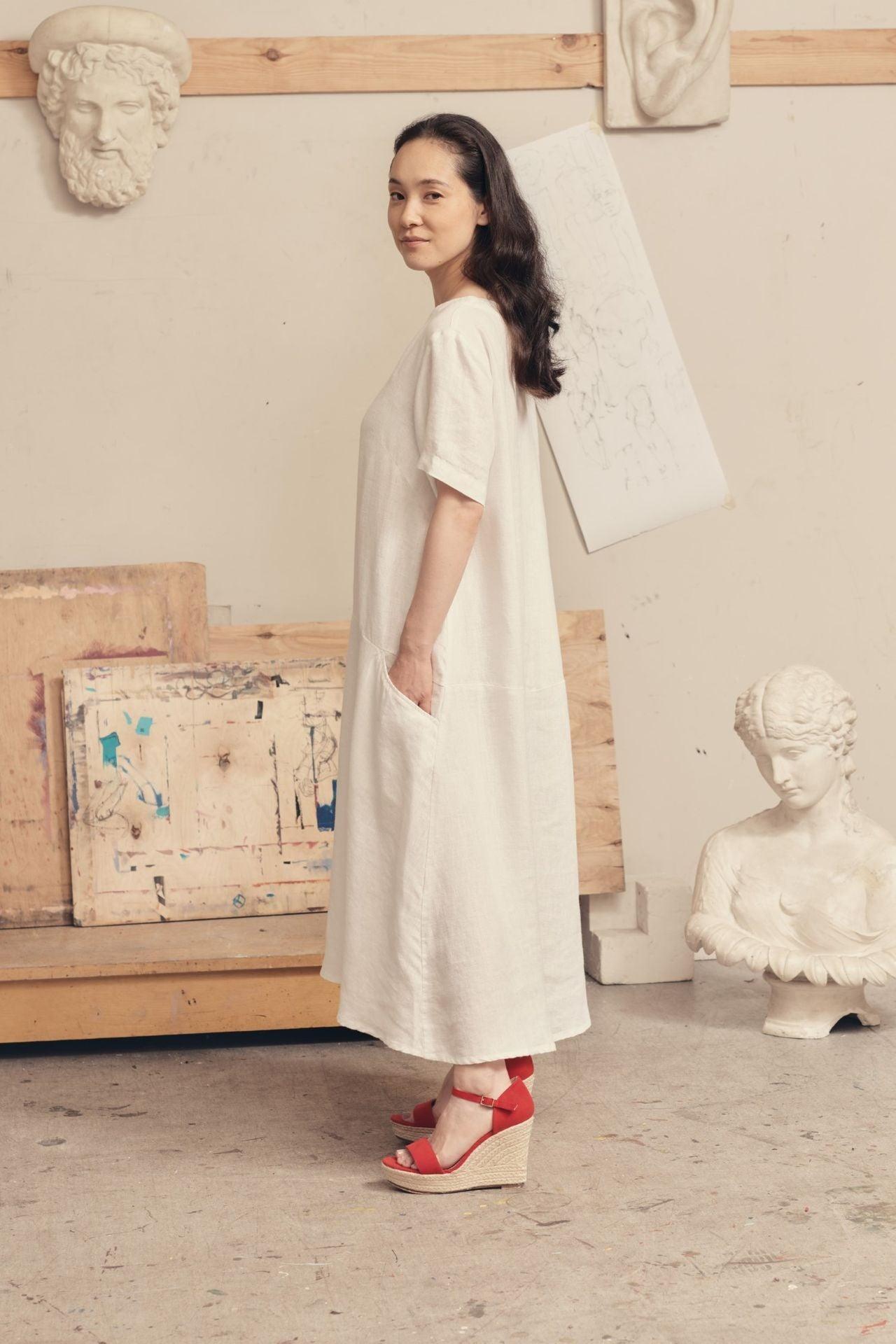 Linen Speedwell Dress - Optical White - ROODS PROJECT