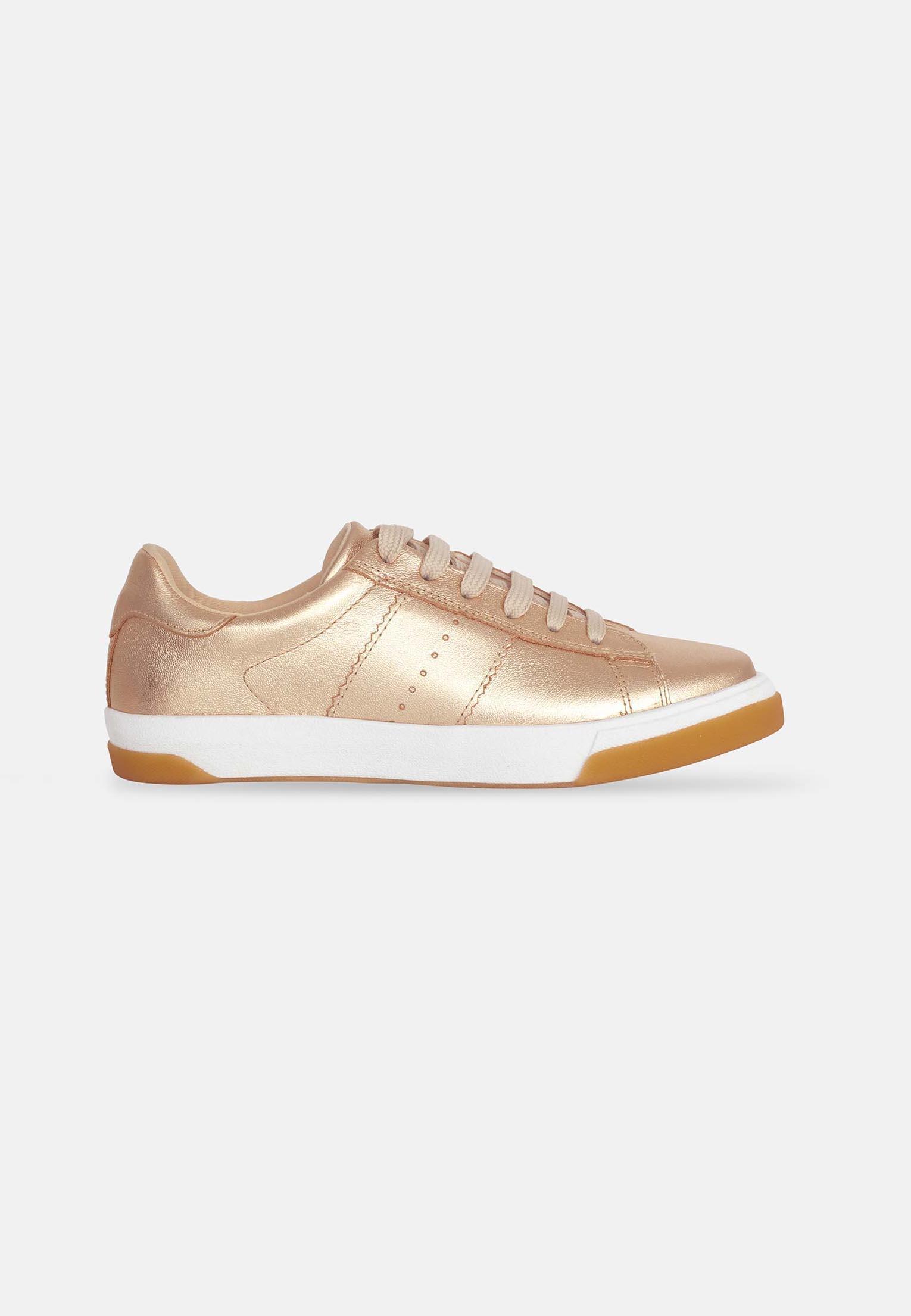 Women's Leather Sneakers - Metallic Golden - ROODS PROJECT