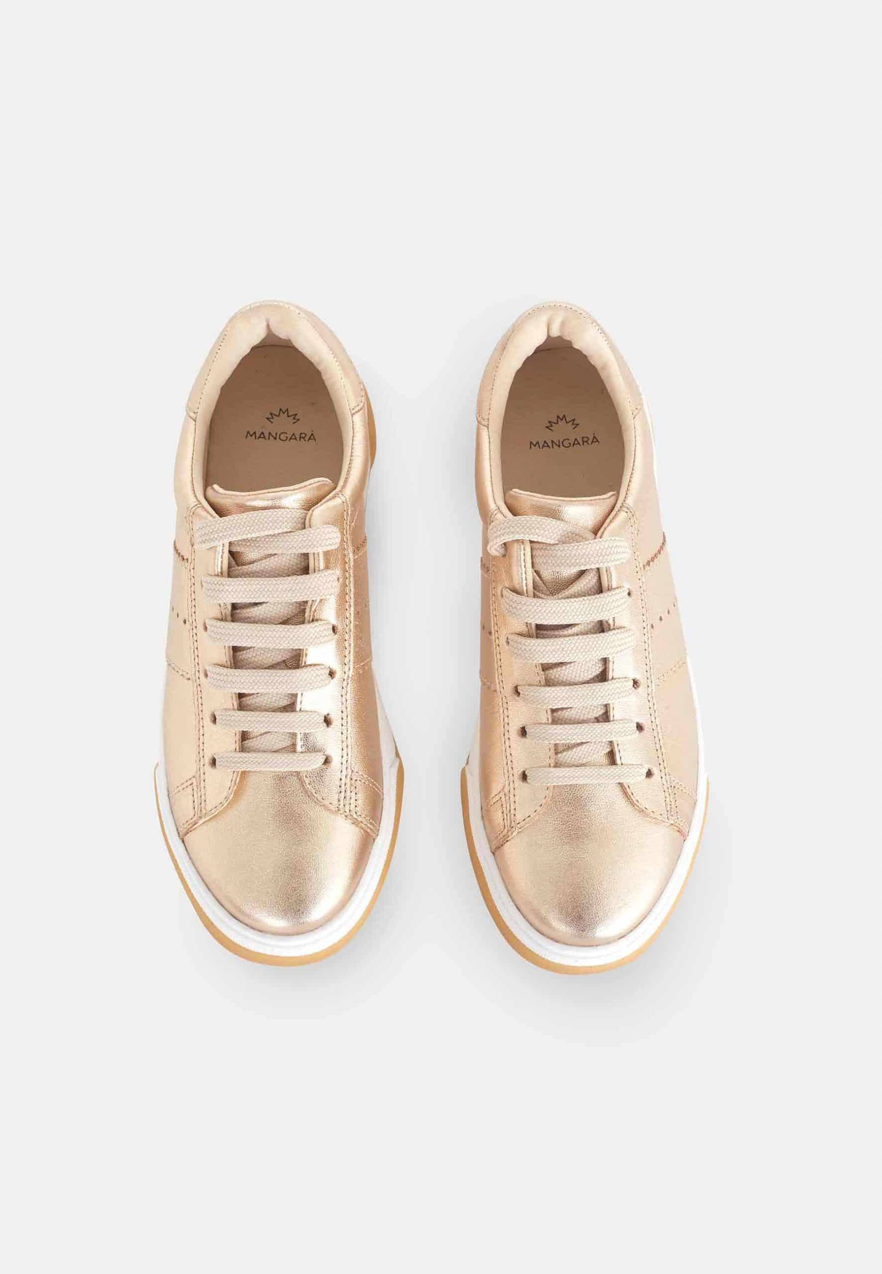 Women's Leather Sneakers - Metallic Golden - ROODS PROJECT