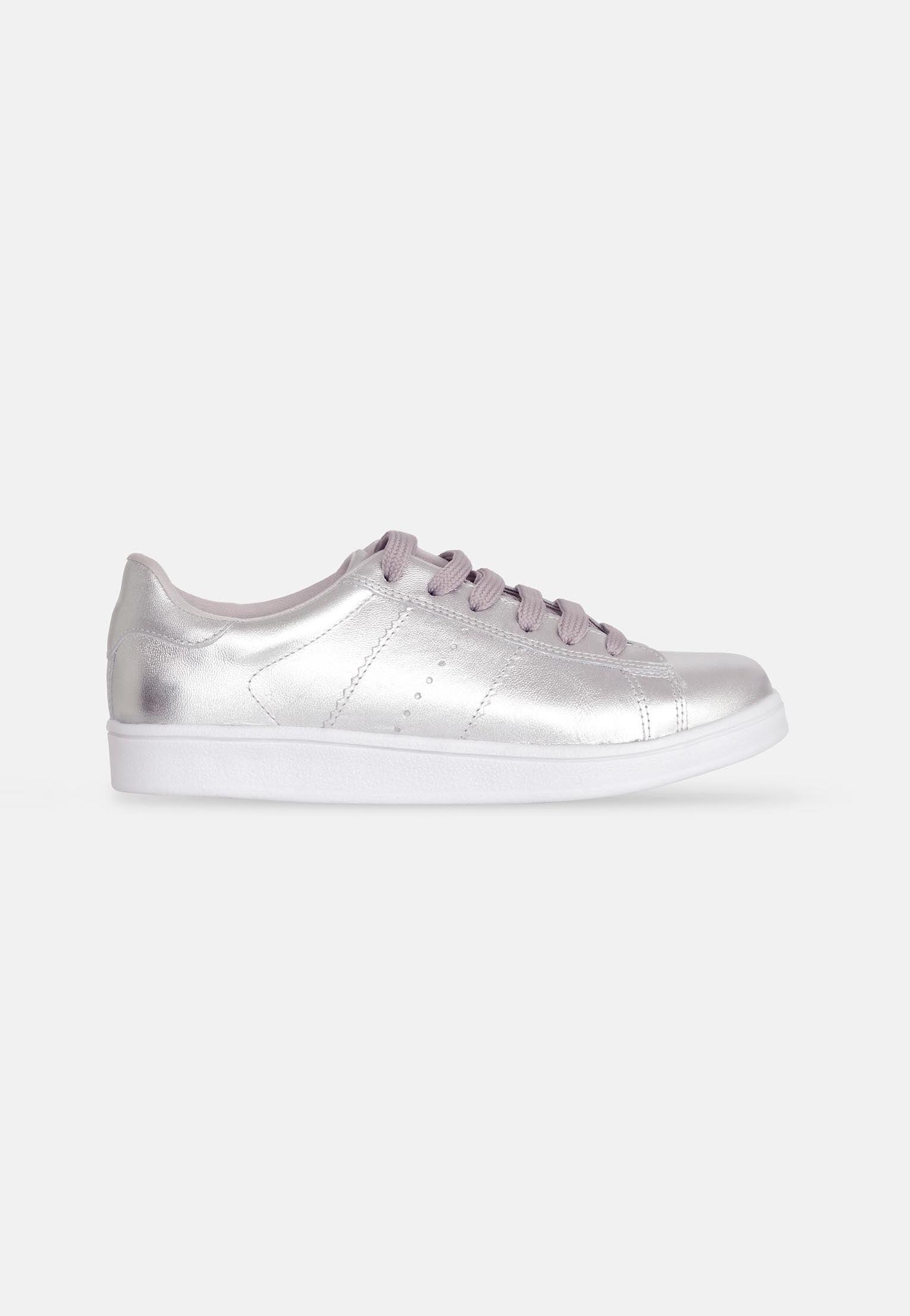 Women's Leather Sneakers - Metallic Silver - ROODS PROJECT