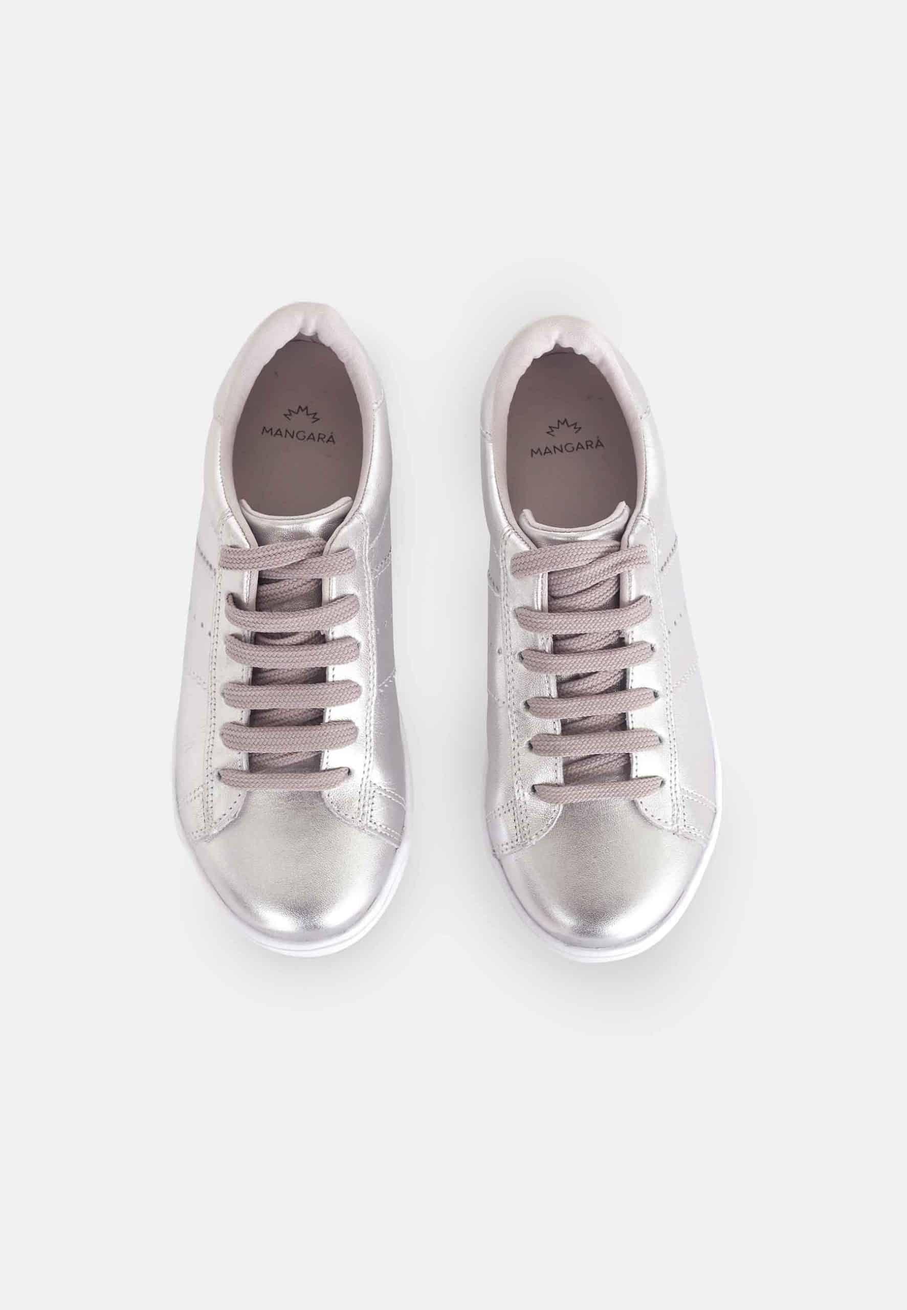 Women's Leather Sneakers - Metallic Silver - ROODS PROJECT