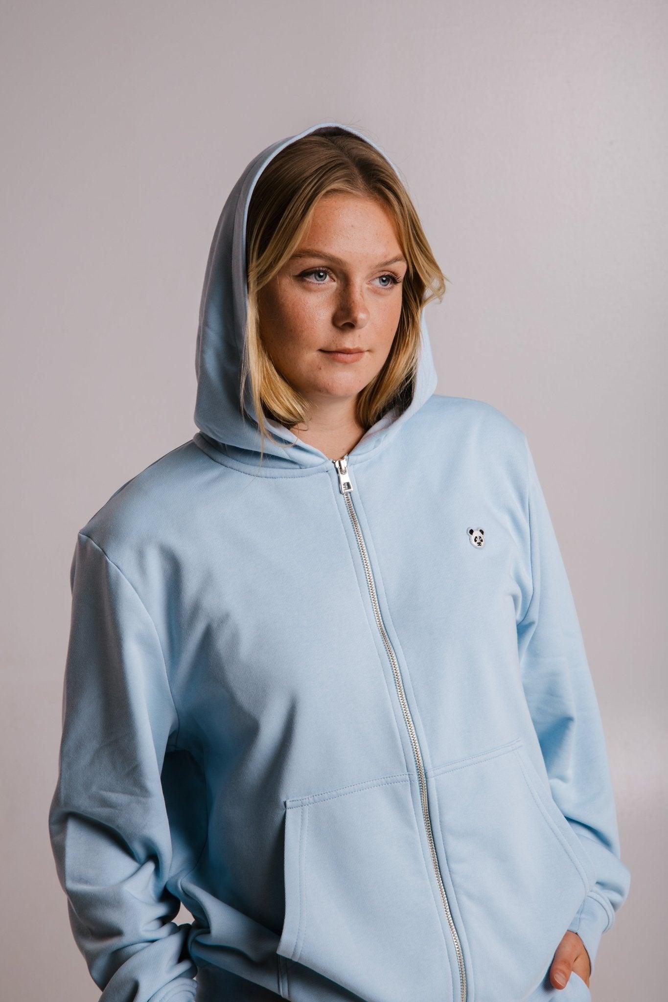 Panda Soft Fleece Full Zip Hoodie - Light Blue - ROODS PROJECT