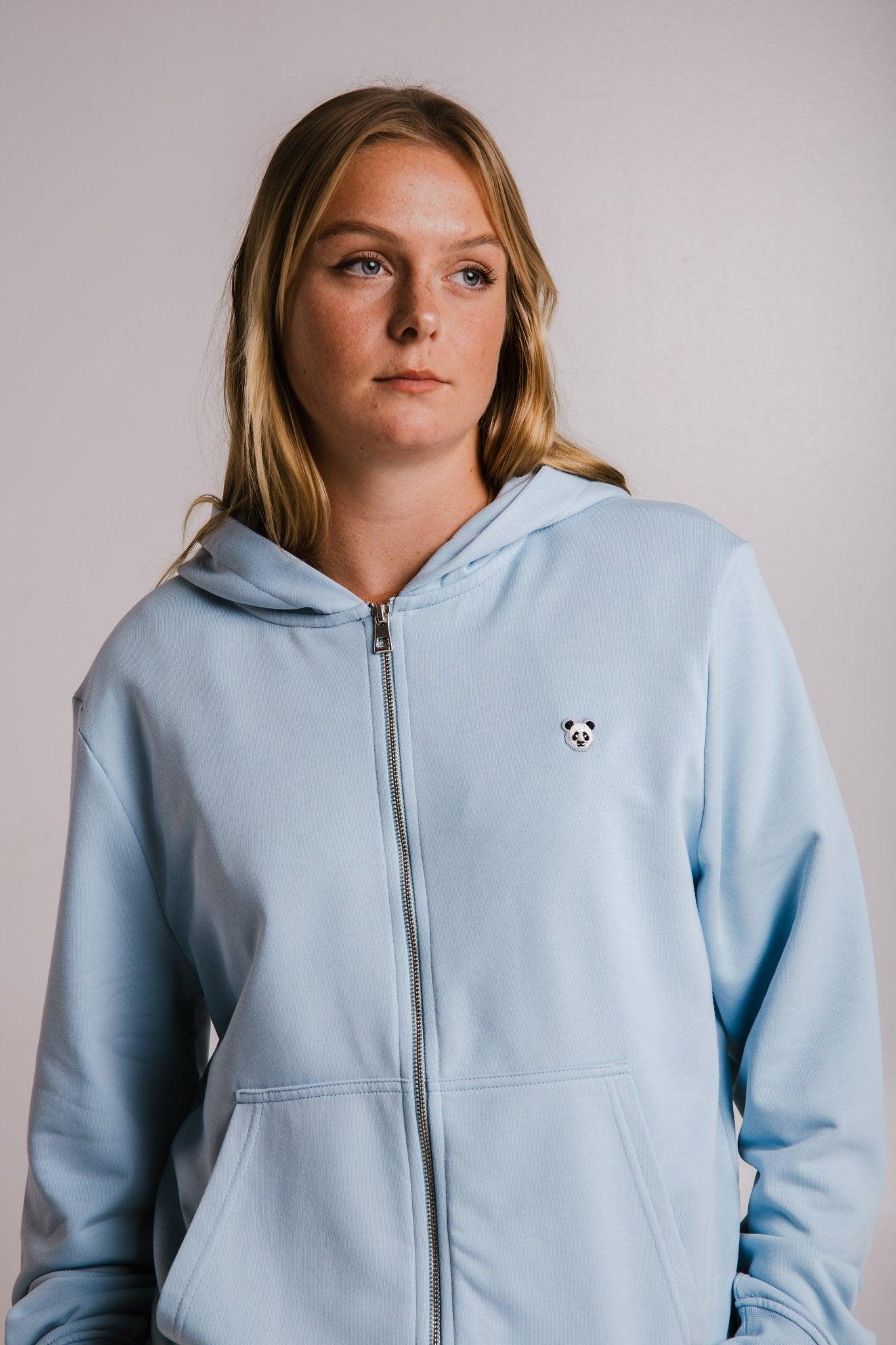 Panda Soft Fleece Full Zip Hoodie - Light Blue - ROODS PROJECT