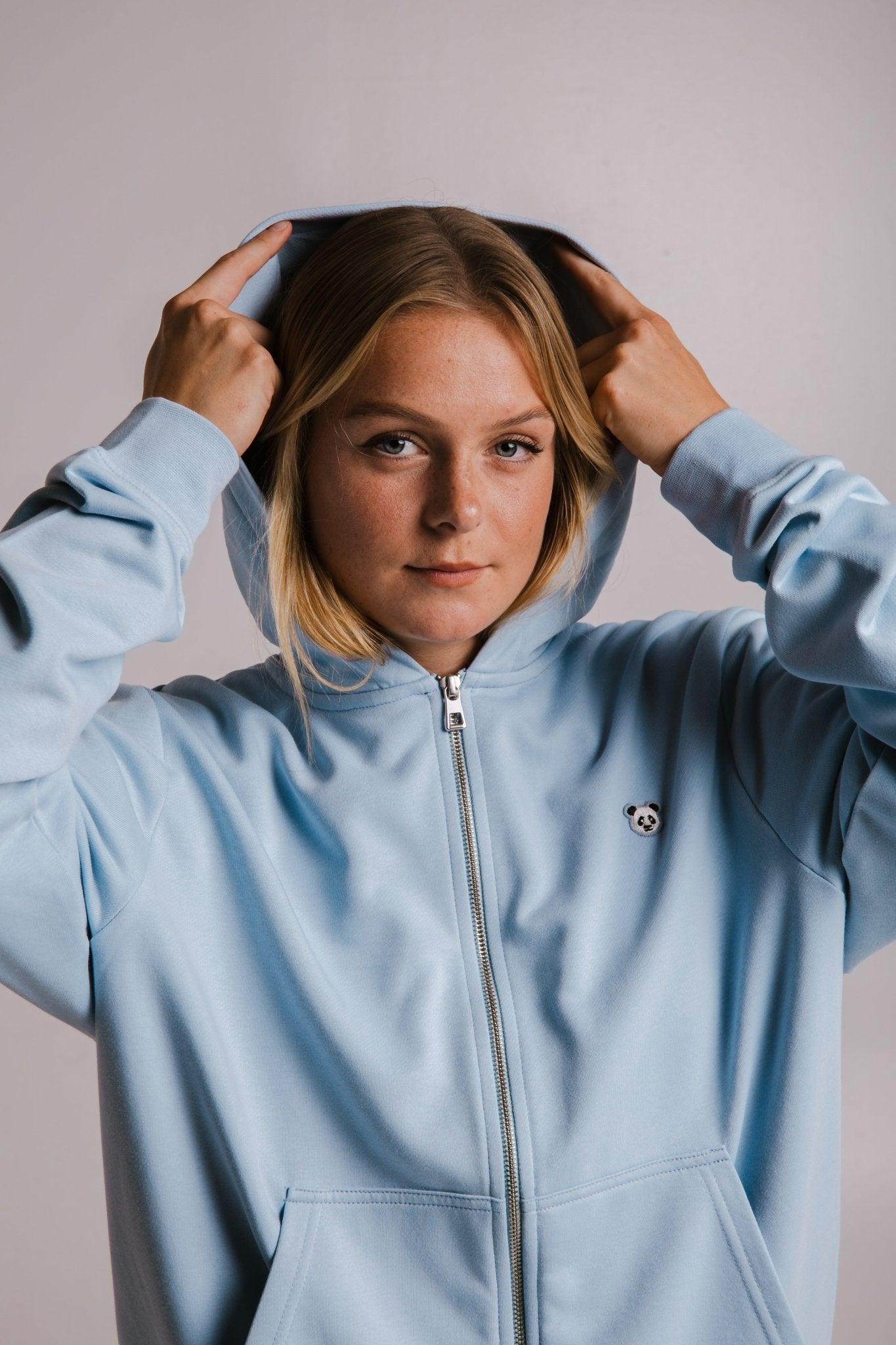 Panda Soft Fleece Full Zip Hoodie - Light Blue - ROODS PROJECT