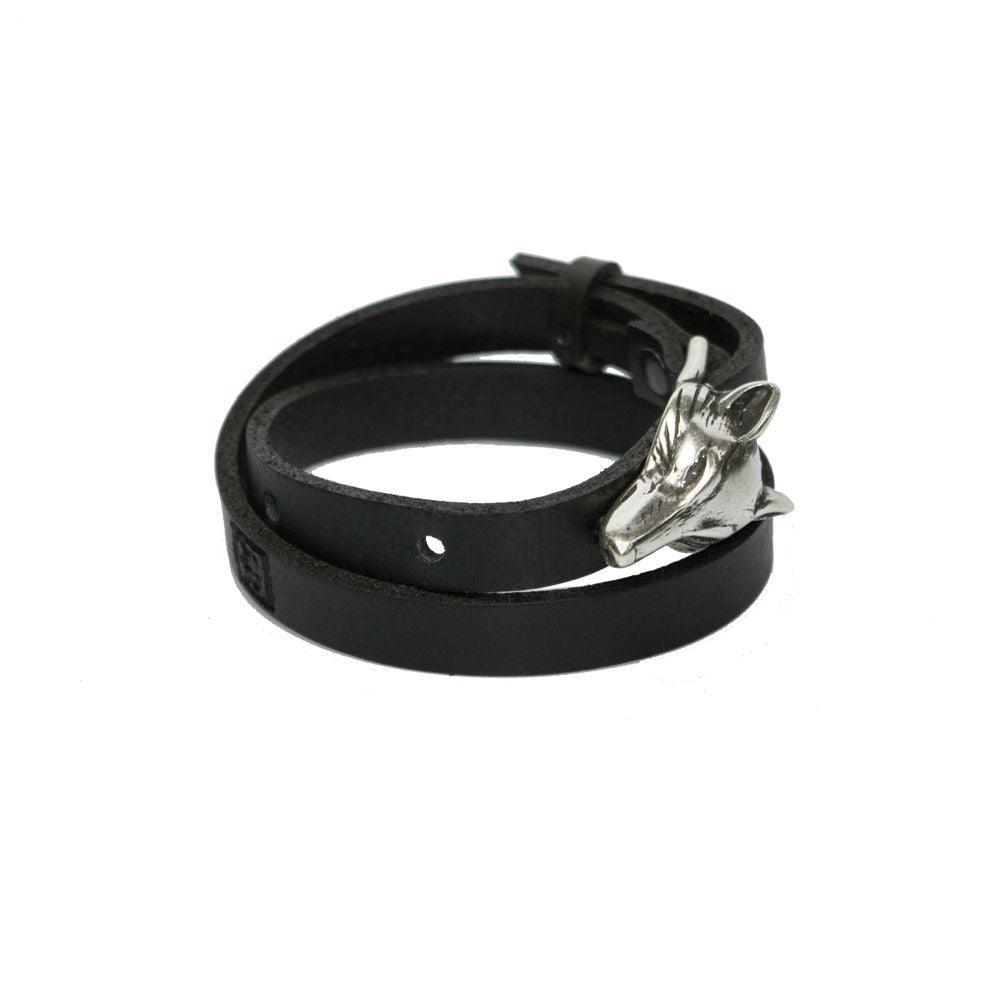 Wolf Leather Bracelet - Silver Matte - ROODS PROJECT