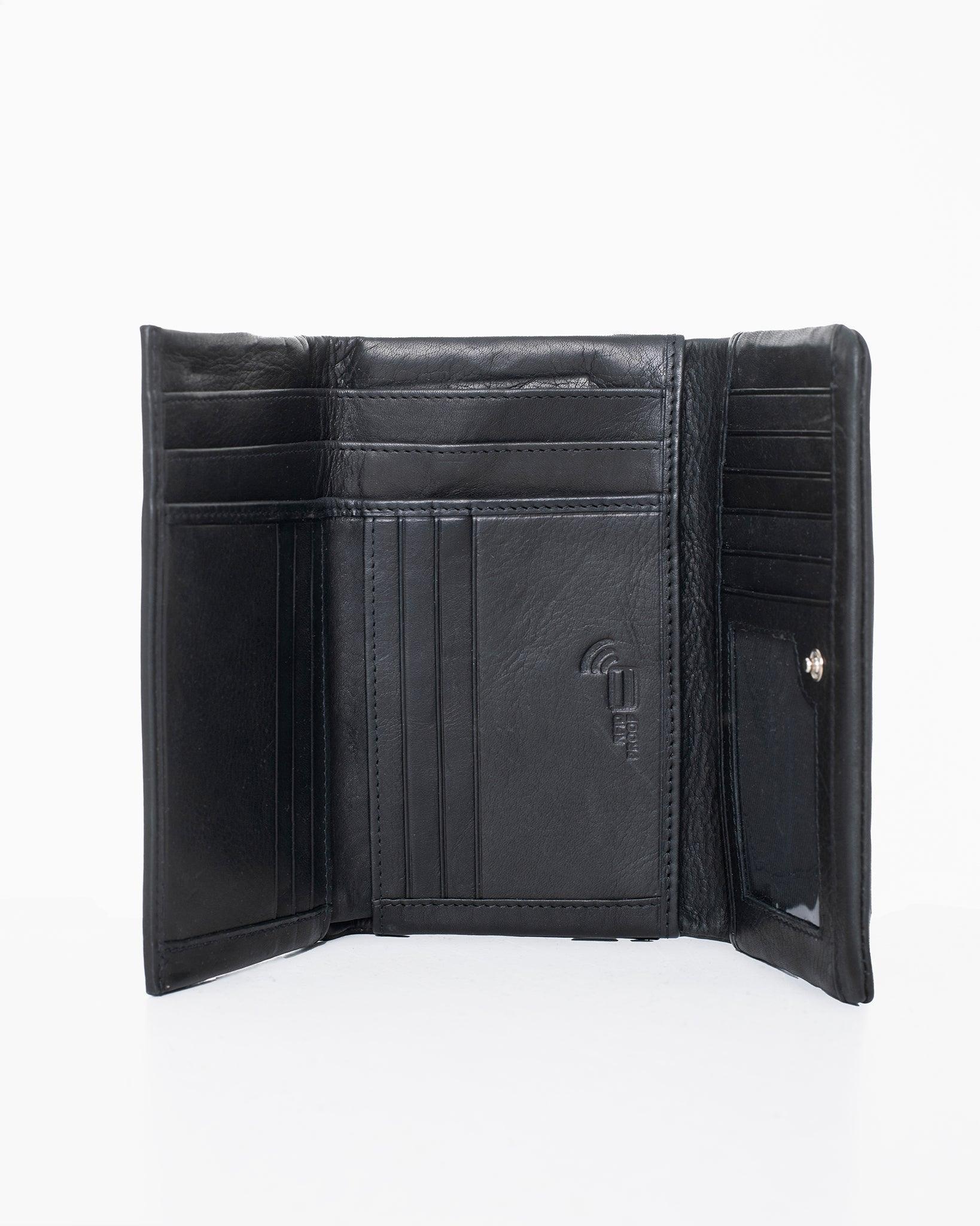 Leather Wallet NK305 (RFID-blocking) - Black - ROODS PROJECT