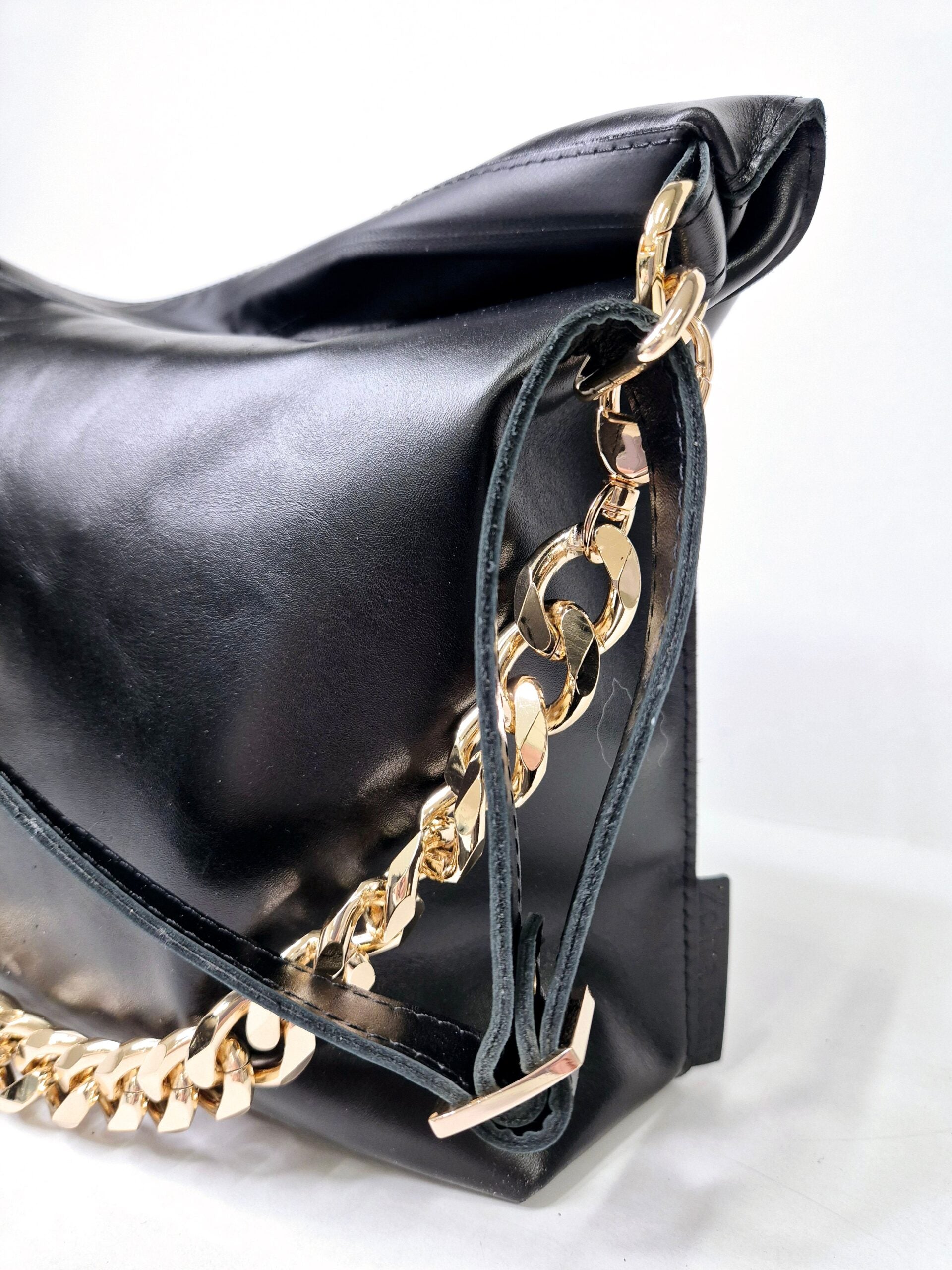 Black Leather Hobo Bag - Large - ROODS PROJECT