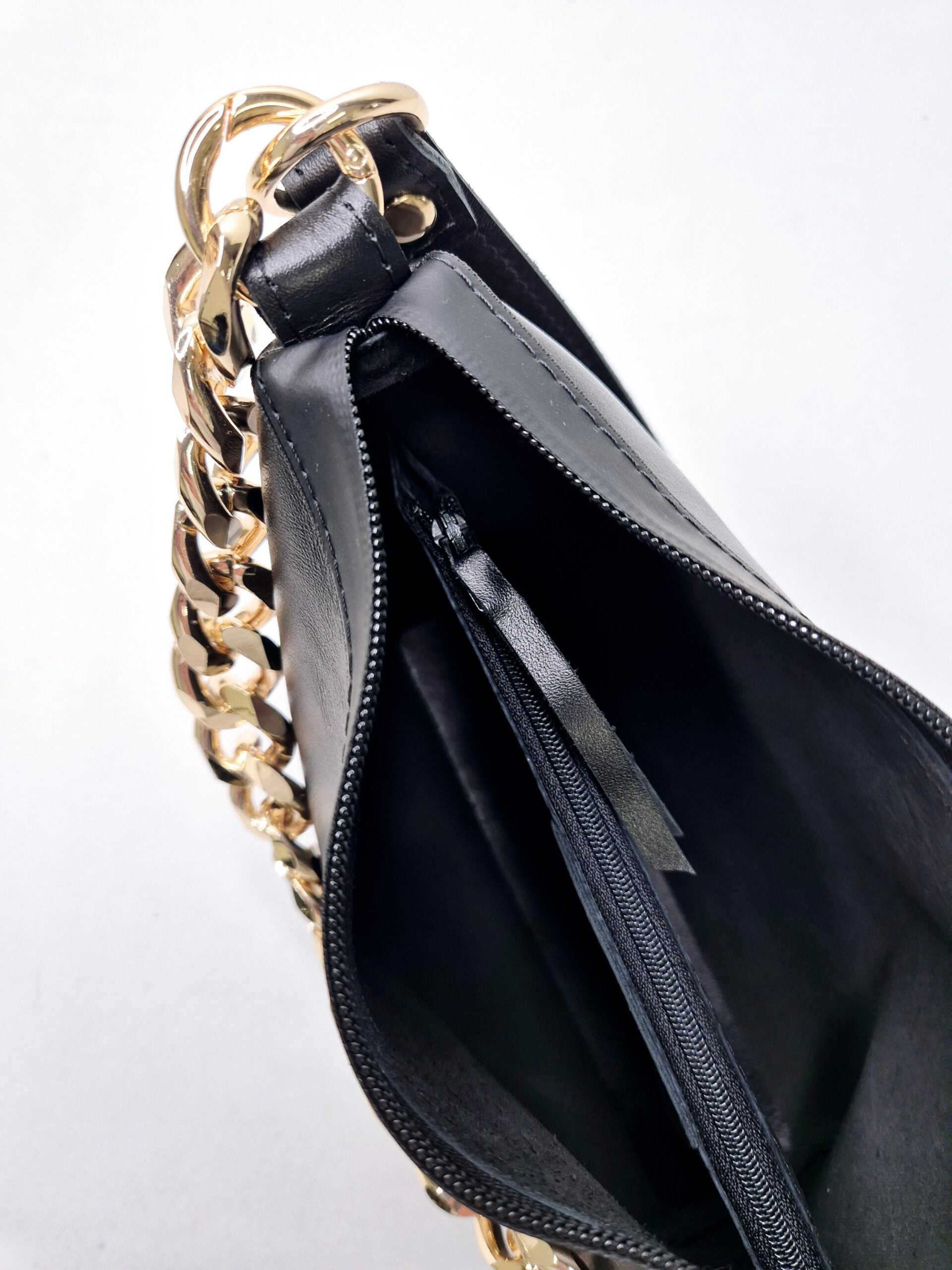 Black Leather Hobo Bag - Small - ROODS PROJECT