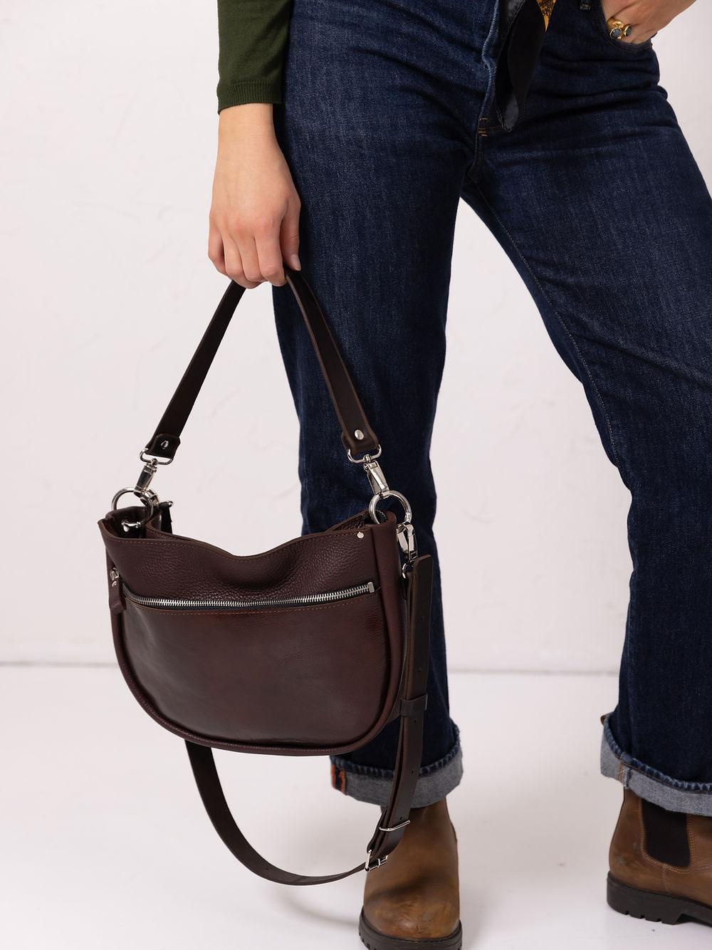 STELLA Leather Handbag - Brown & Cognac