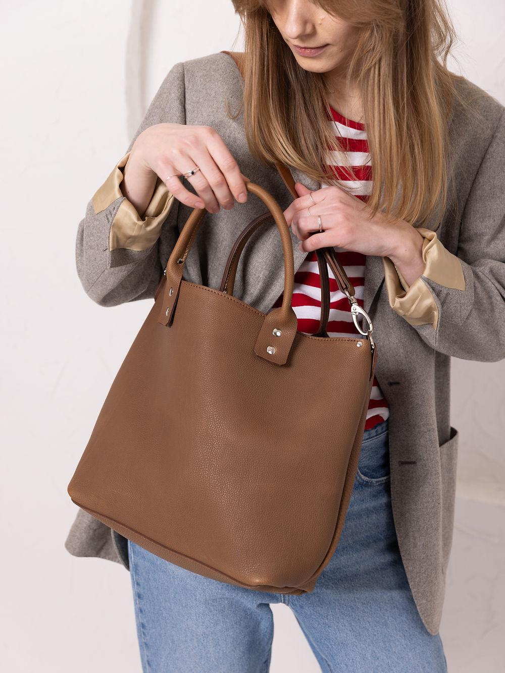 MIGLE Leather Handbag - Cappuccino