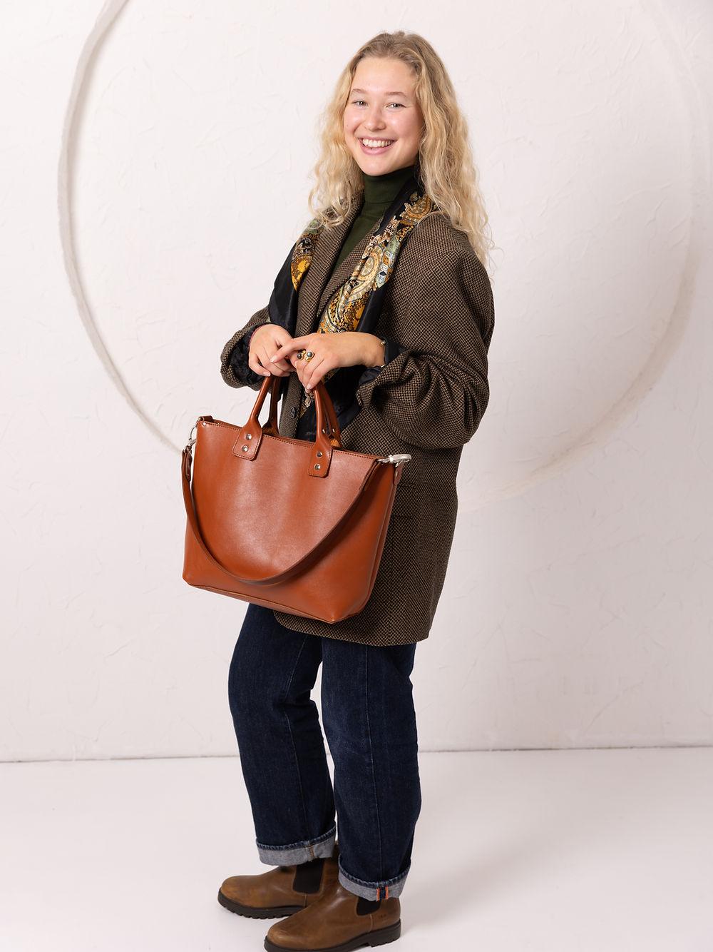 MIGLE Leather Handbag - Ginger